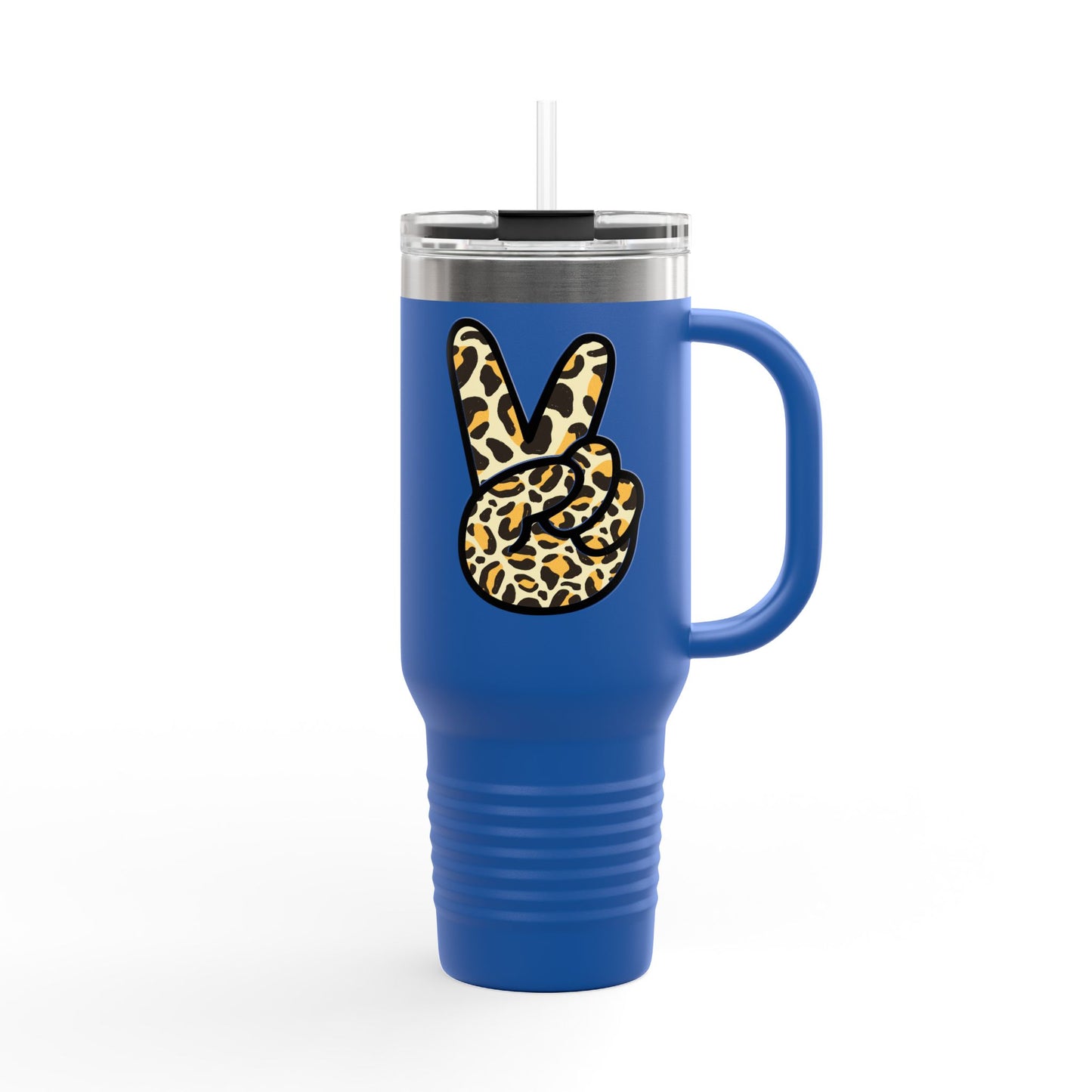 Leopard Print Peace Insulated Travel Mug - 40oz Peaceful Design