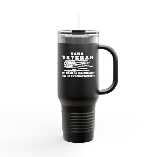 Veteran Insulated Travel Mug - 40oz with Straw, Perfect for Outdoor Adventures & Everyday Use