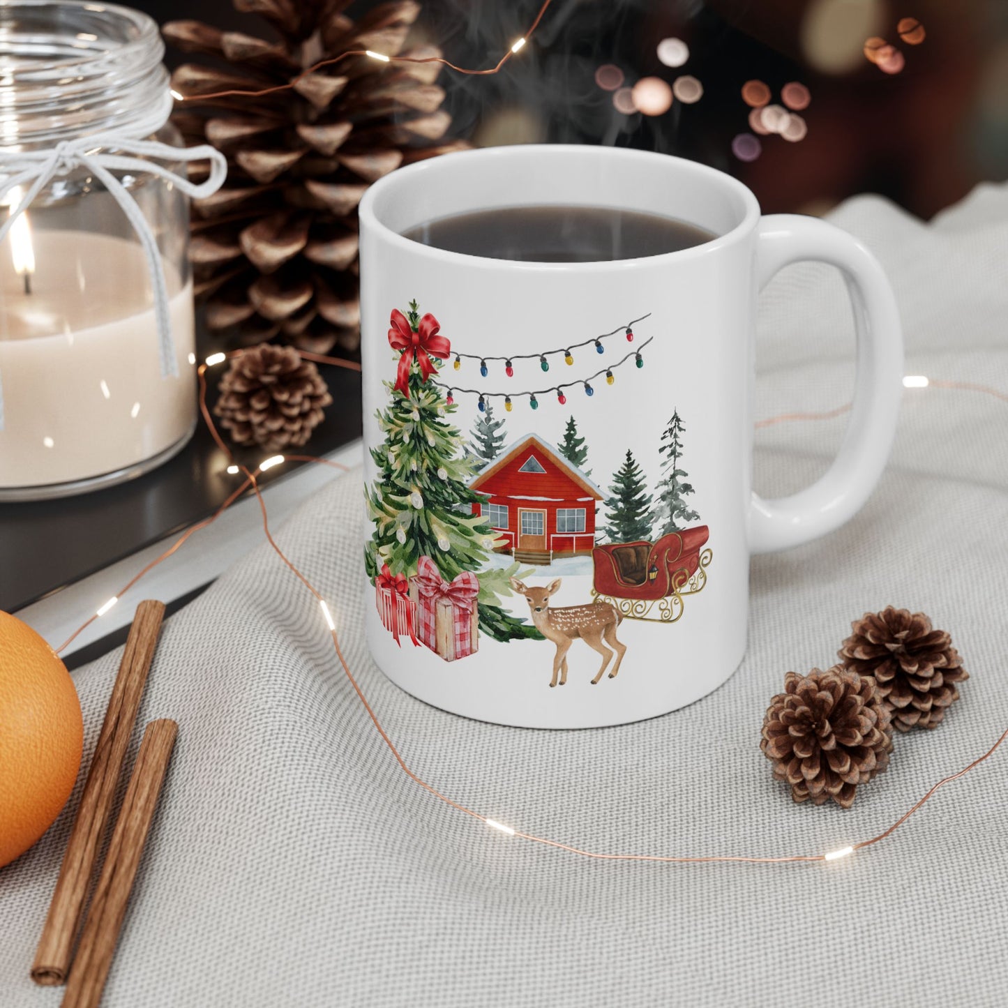 Festive Holiday Ceramic Mug - 11oz & 15oz Options - Perfect for Christmas Cheer