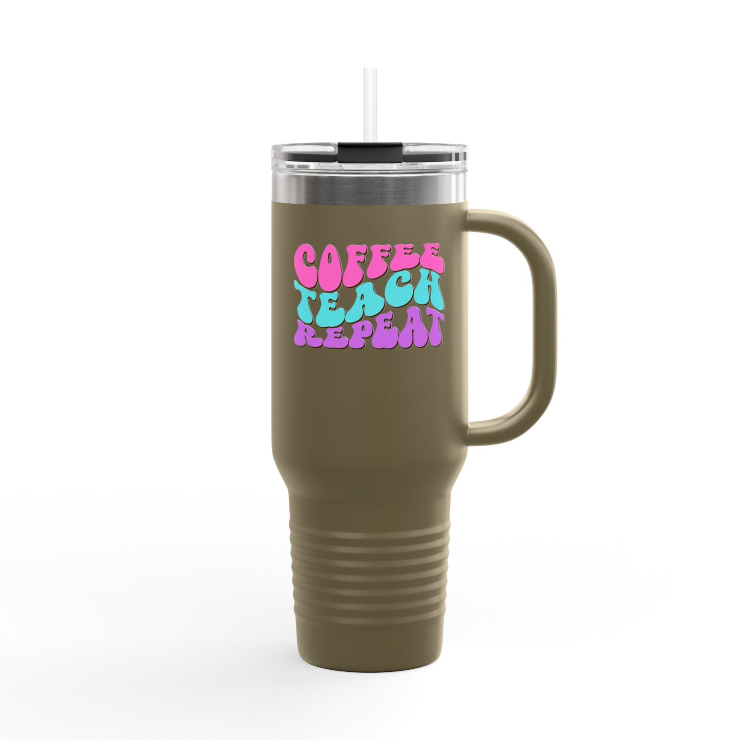 Funny Teacher Insulated Travel Mug - 40oz Coffee Teach Repeat