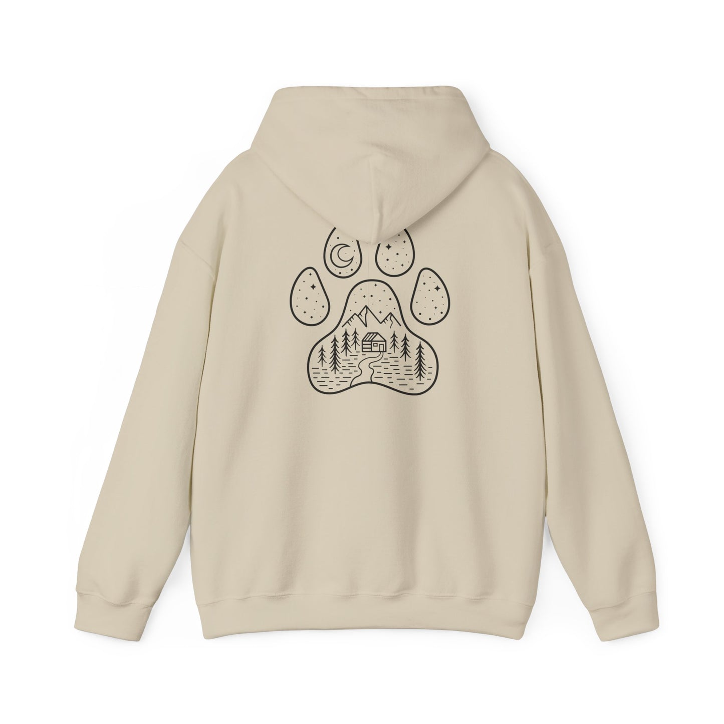 Cozy Campfire Vibes Hooded Sweatshirt with Paw Print Design