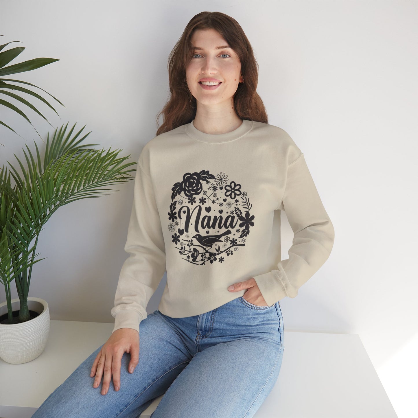 Floral Nana Crewneck Sweatshirt - Cozy Gift for Grandmothers