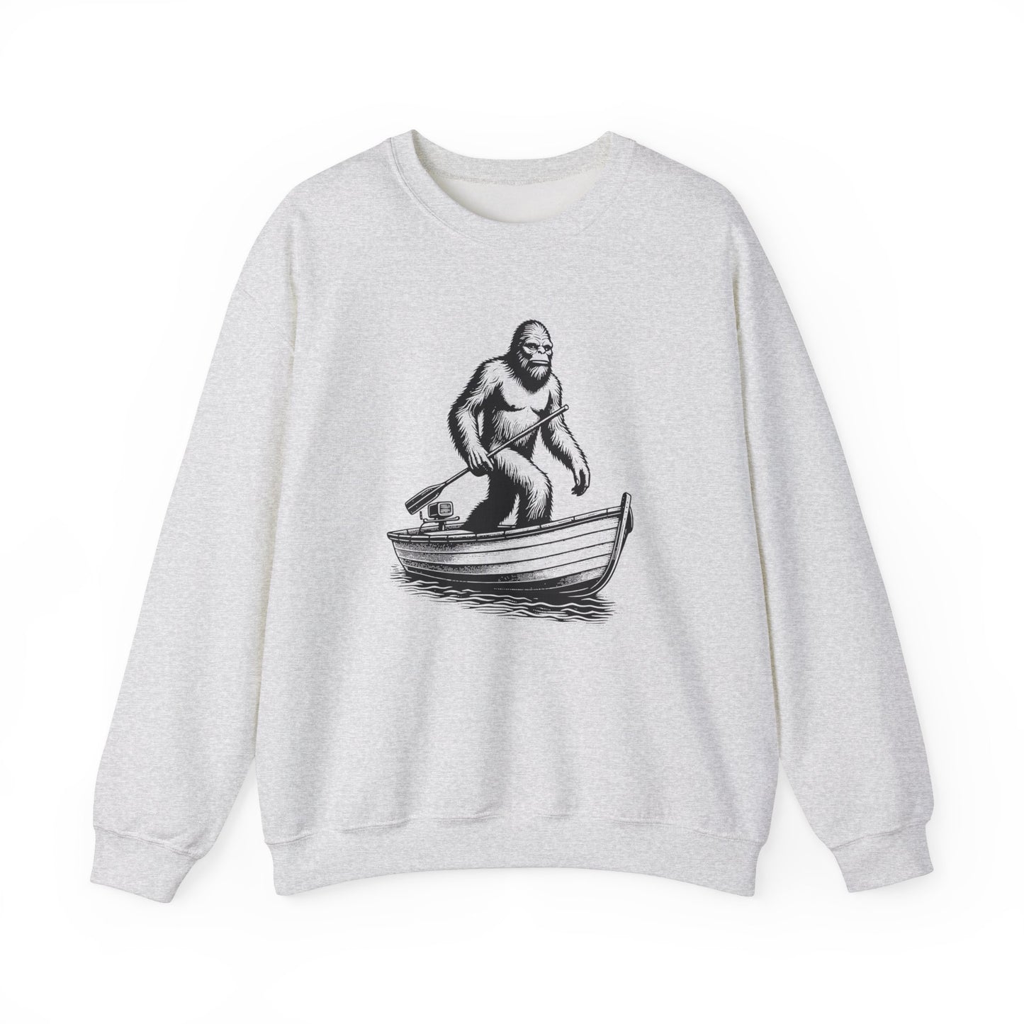 Bigfoot Fishing Adventure Crewneck Sweatshirt - Unisex, Cozy Apparel for Outdoorsy Fans