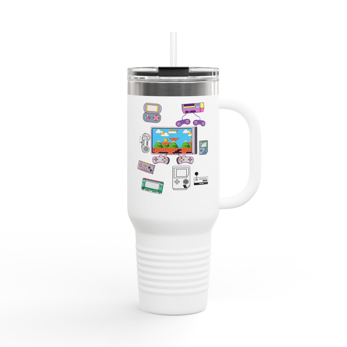 Retro Gamer Insulated Travel Mug - 40oz, Perfect Gift for Gaming Enthusiasts