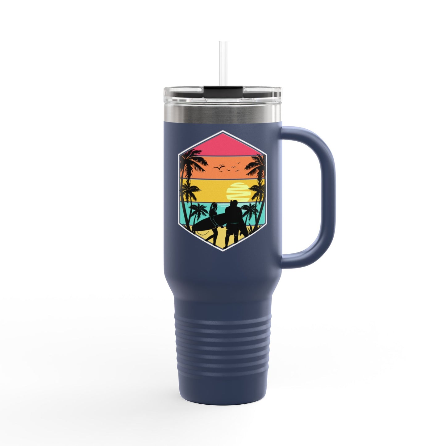 Surfer Sunset Insulated Travel Mug - 40oz, Perfect for Adventure Lovers