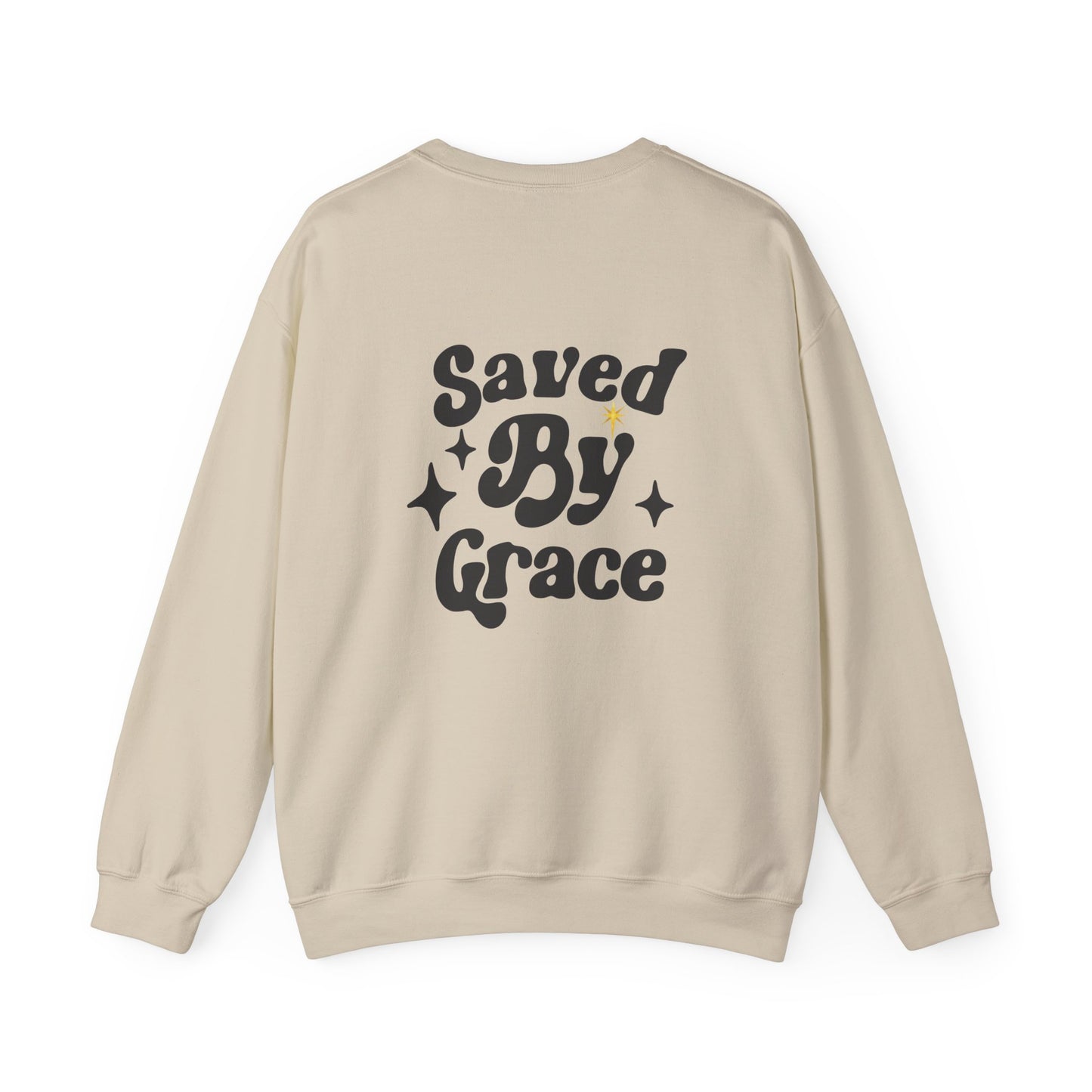 Saved By Grace Unisex Crewneck Sweatshirt - Inspirational Spirit Wear