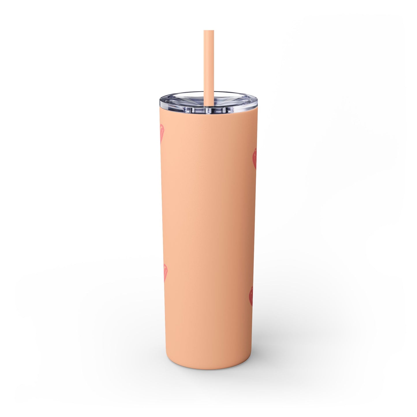 Love Hearts Skinny Tumbler with Straw - 20oz | Perfect for Valentine's Day & Everyday Use