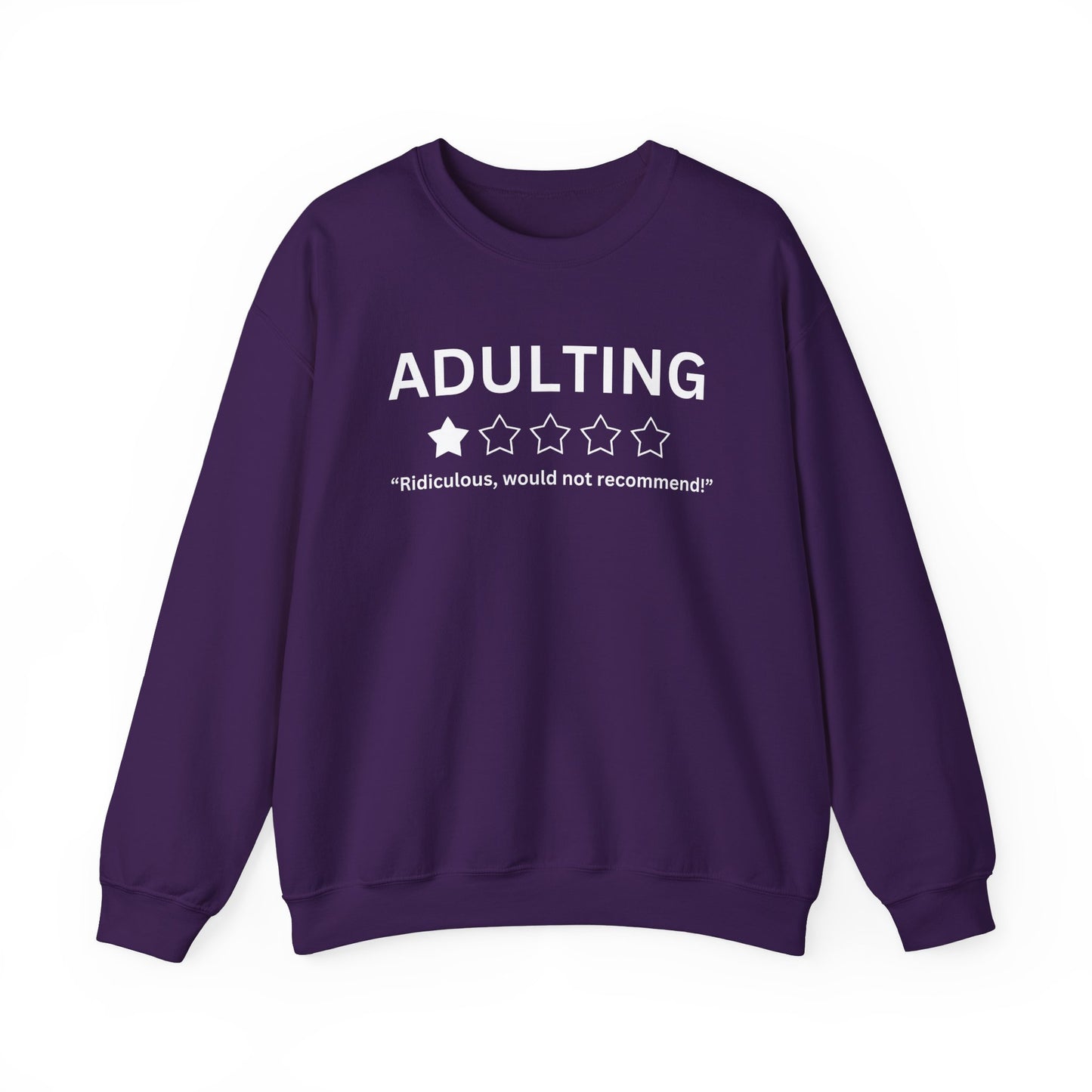 Funny Adulting Crewneck Sweatshirt - 5 Star Rating Design