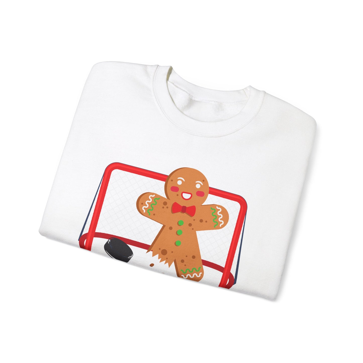 Cute Gingerbread Hockey Crewneck Sweatshirt - Festive Holiday Apparel