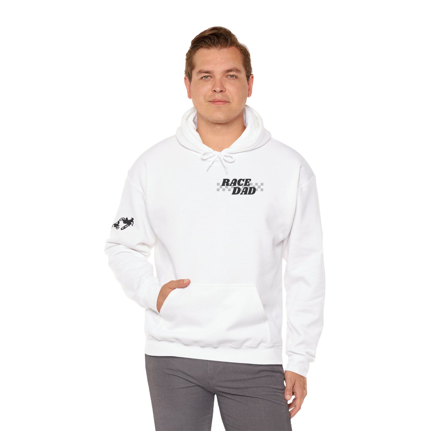 Race Dad Unisex Heavy Blend™ Hoodie - Perfect Gift for Motorbike Enthusiasts