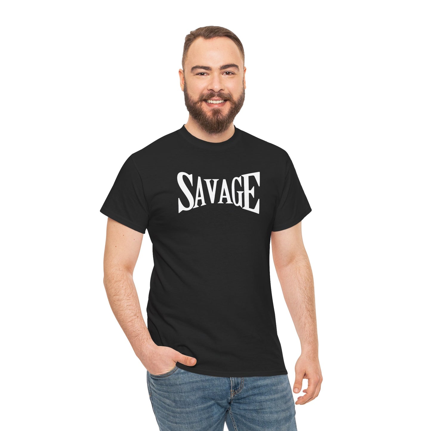 Savage Unisex Heavy Cotton Tee - Bold Graphic Tee for Statement Style