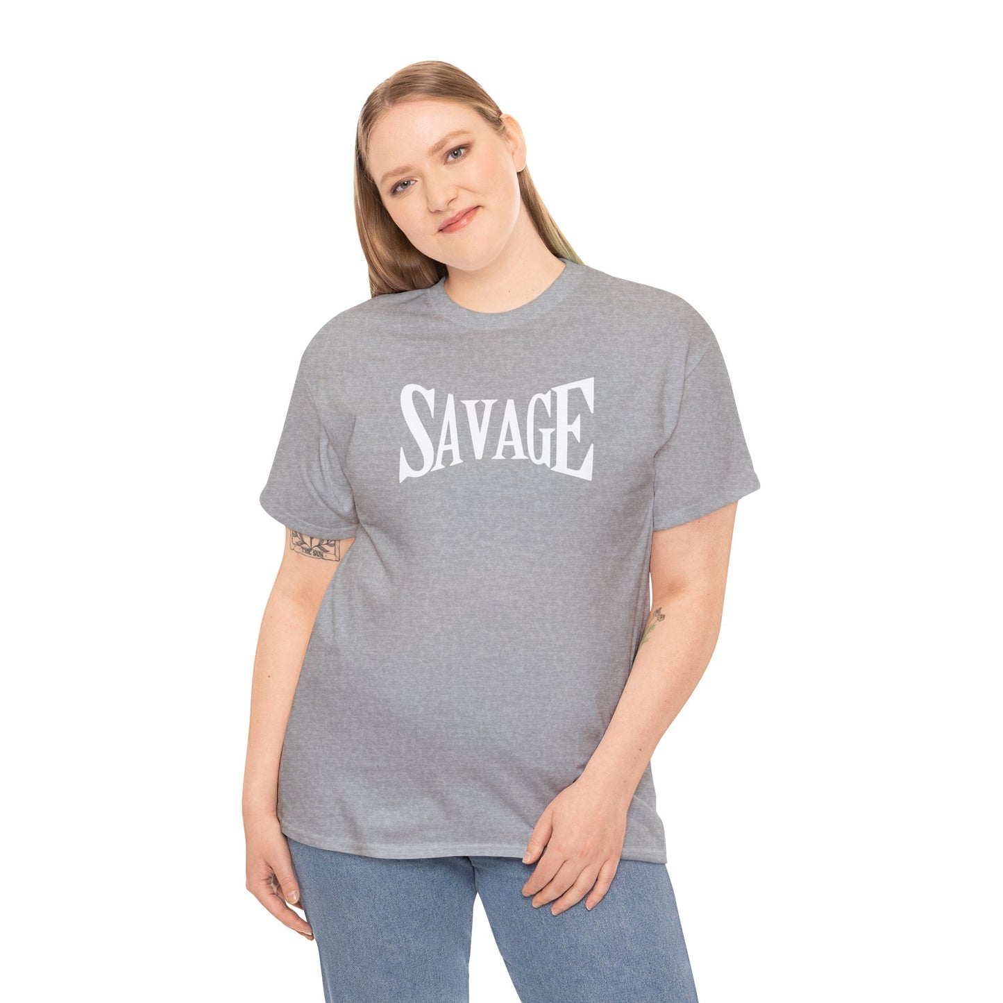 Savage Unisex Heavy Cotton Tee - Bold Graphic Tee for Statement Style