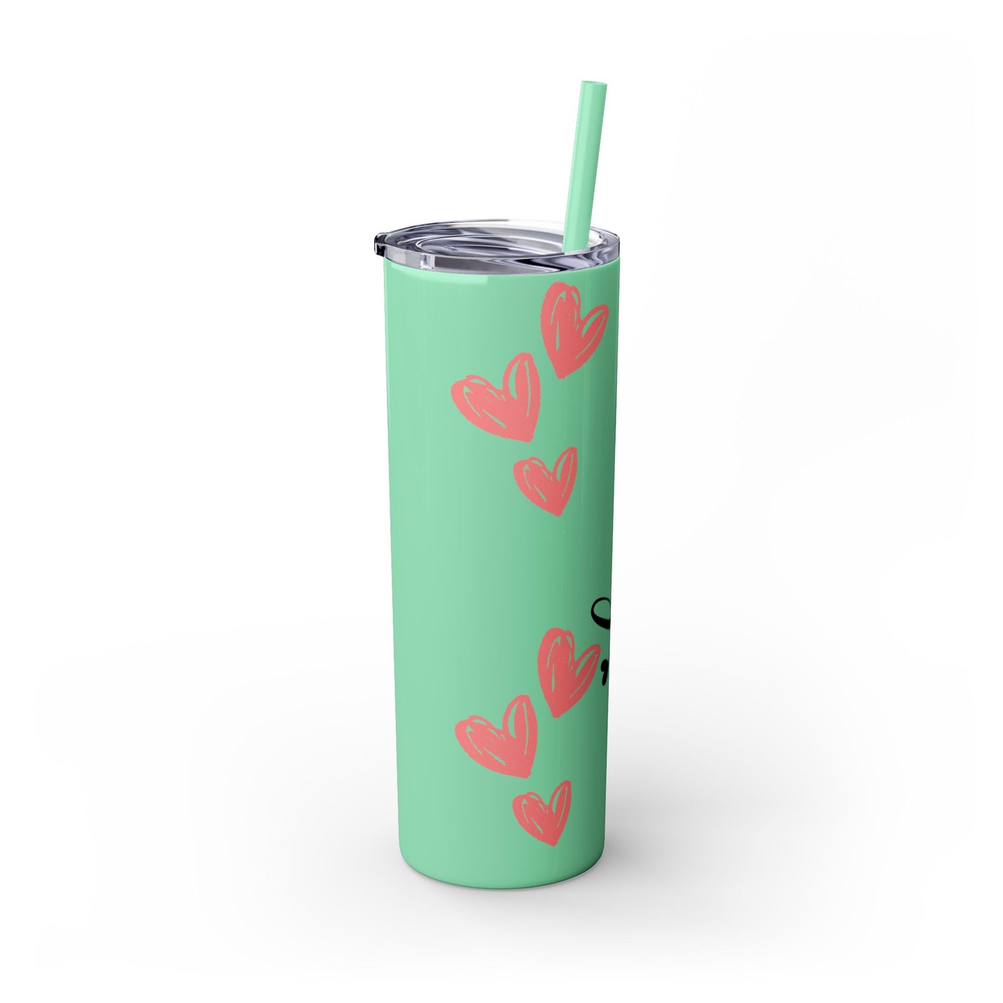 Love Hearts Skinny Tumbler with Straw - 20oz | Perfect for Valentine's Day & Everyday Use