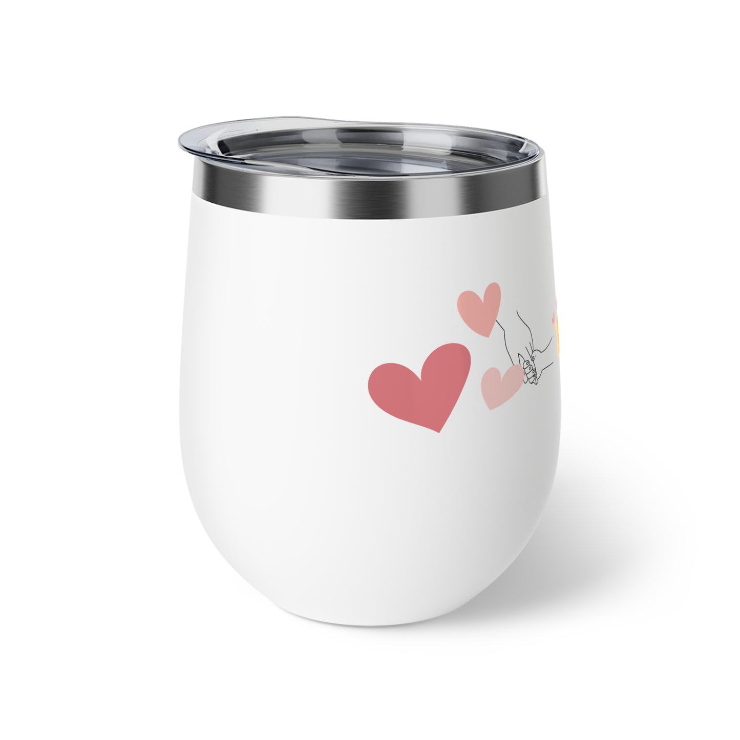 Mom's Crown Copper Insulated Cup - 12oz Wine Tumbler with Hearts