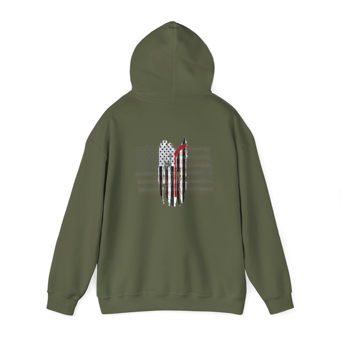 Patriotic Hockey Dad Hoodie with American Flag Design for Unisex