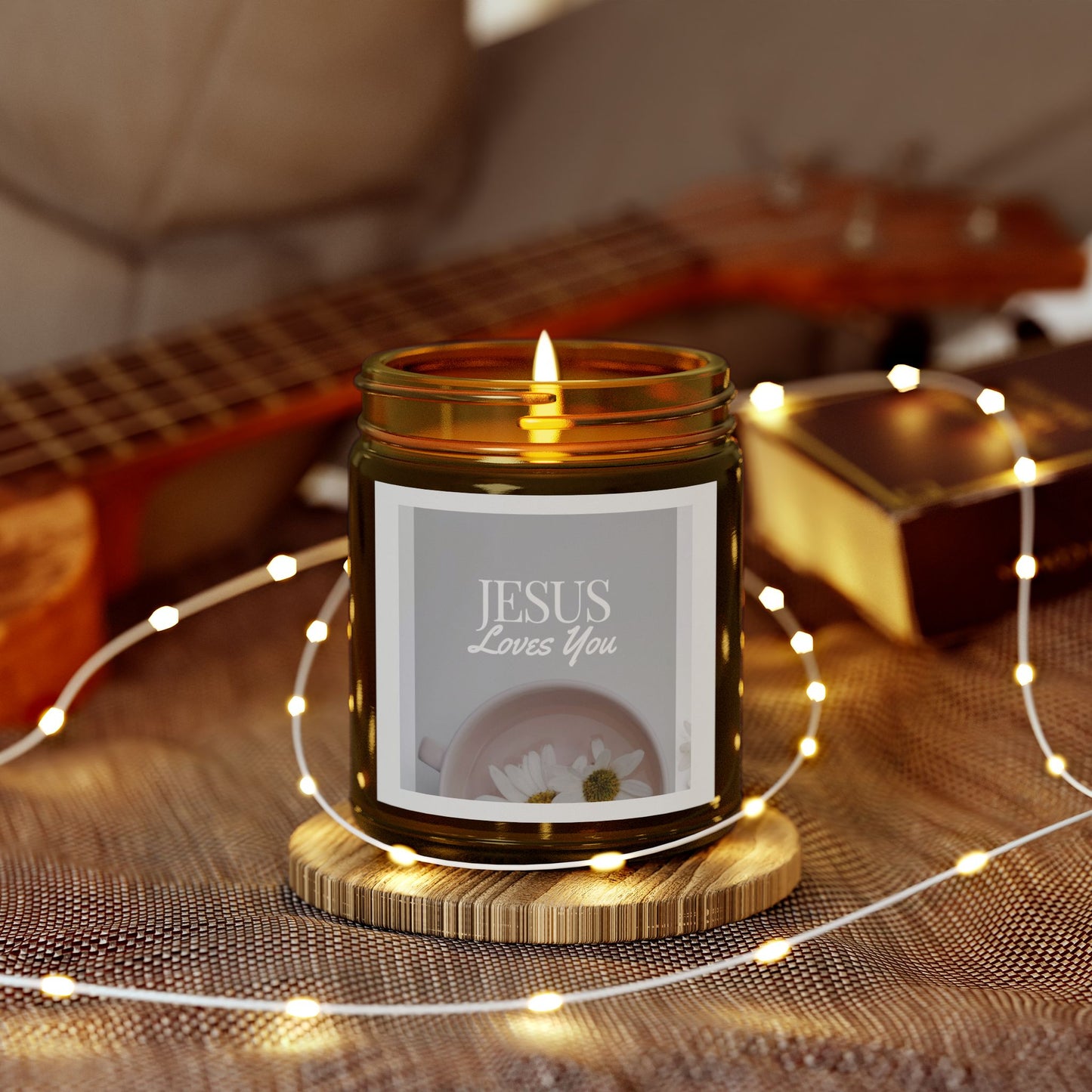 Scented Candle - Jesus Loves You - Coconut Apricot Wax (4oz, 9oz)