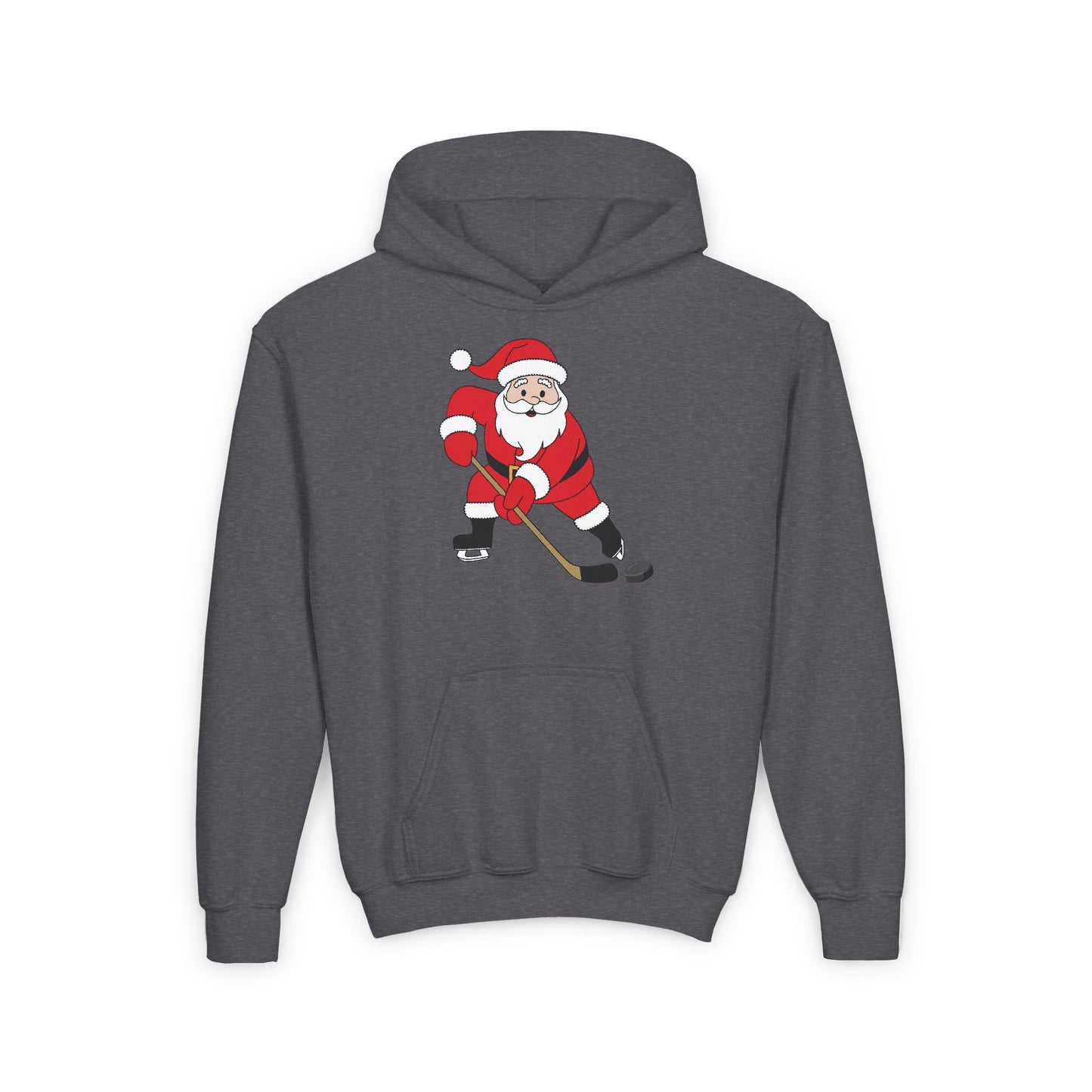 Santa Hockey Youth Hooded Sweatshirt - Perfect for Christmas and Winter Fun