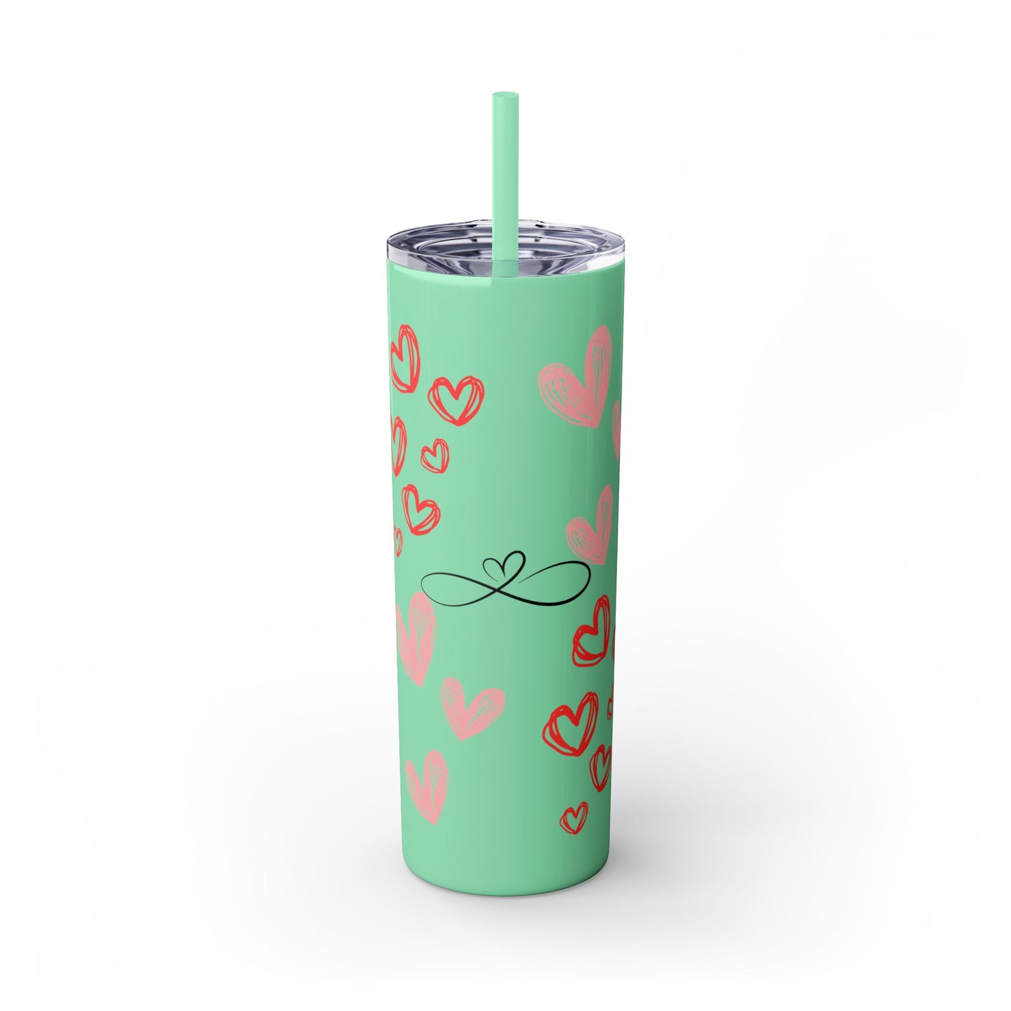 Heartfelt Love Skinny Tumbler with Straw - 20oz - Perfect Gift for Couples & Valentine's Day