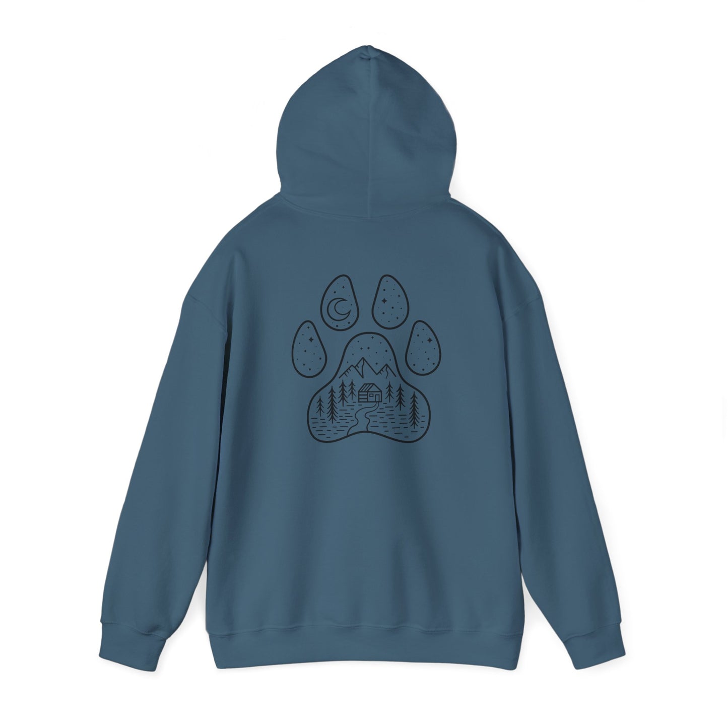 Cozy Campfire Vibes Hooded Sweatshirt with Paw Print Design