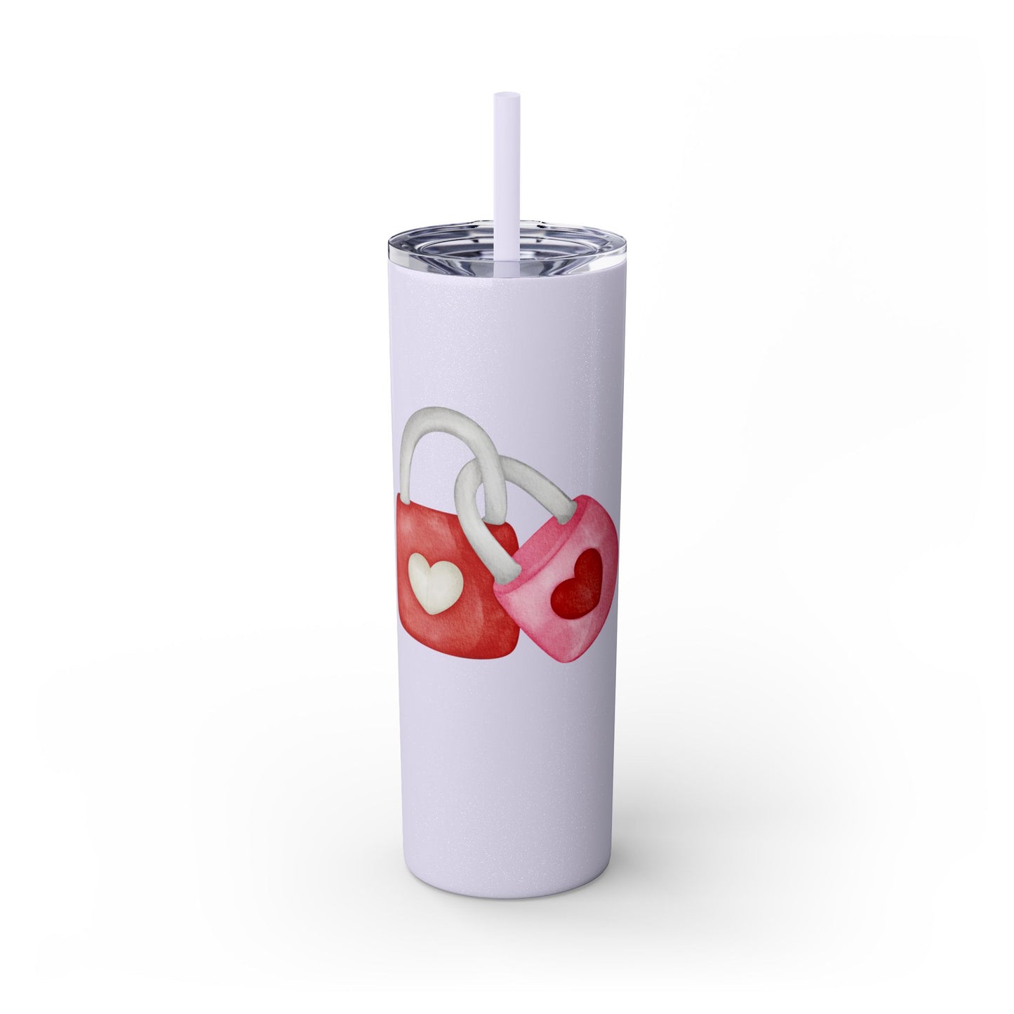 Valentine's Day Love Lock Skinny Tumbler with Straw - 20oz