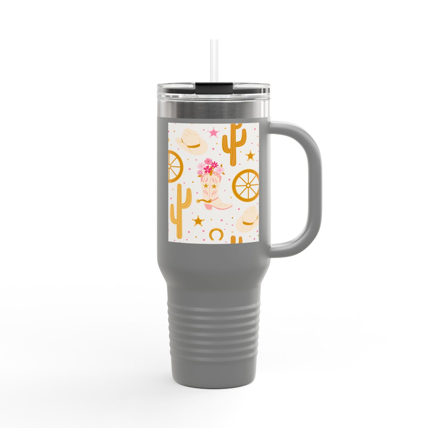 Desert Vibe Insulated Travel Mug - 40oz Cactus & Floral Design