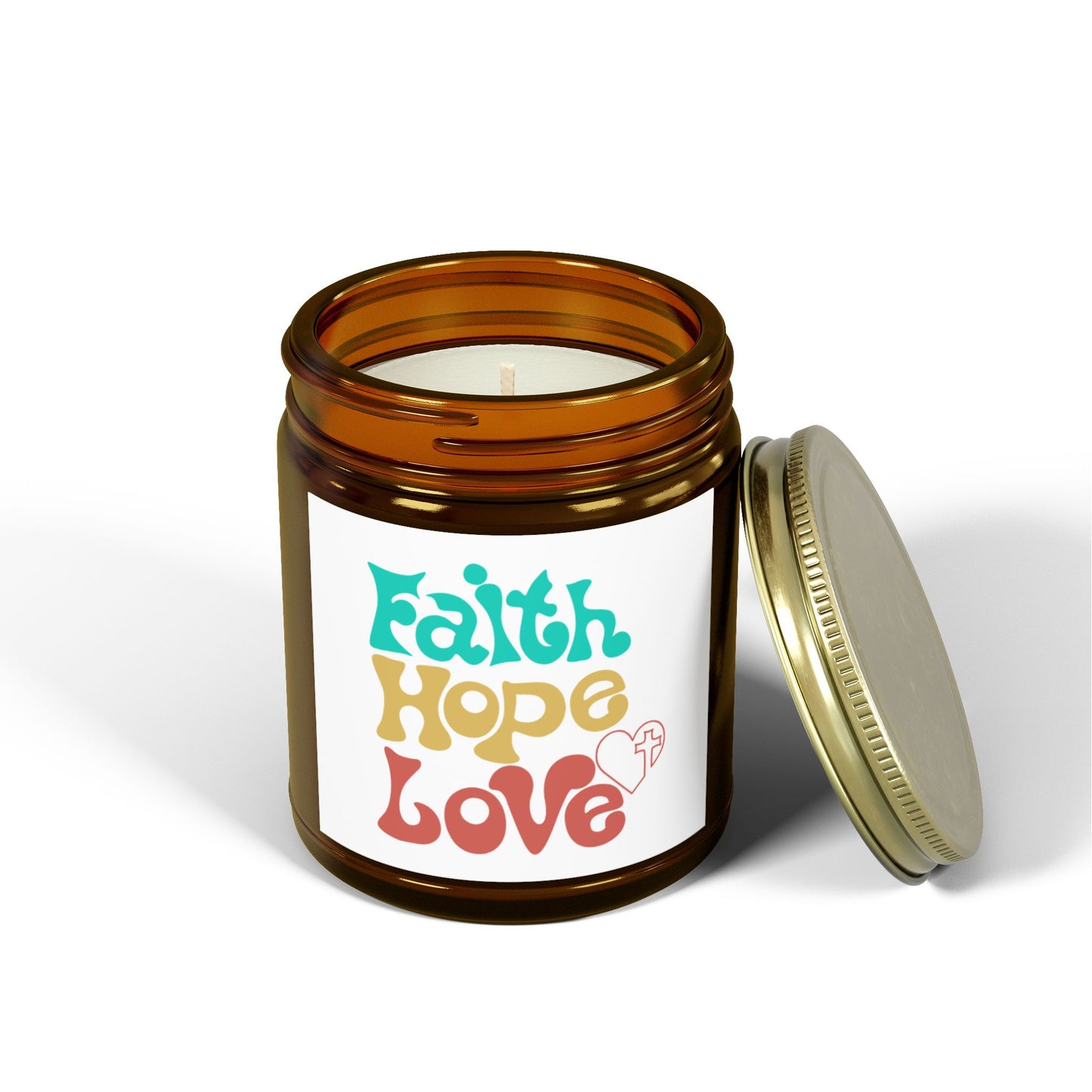 Faith Hope Love Scented Candle - Coconut Apricot Wax (4oz, 9oz)