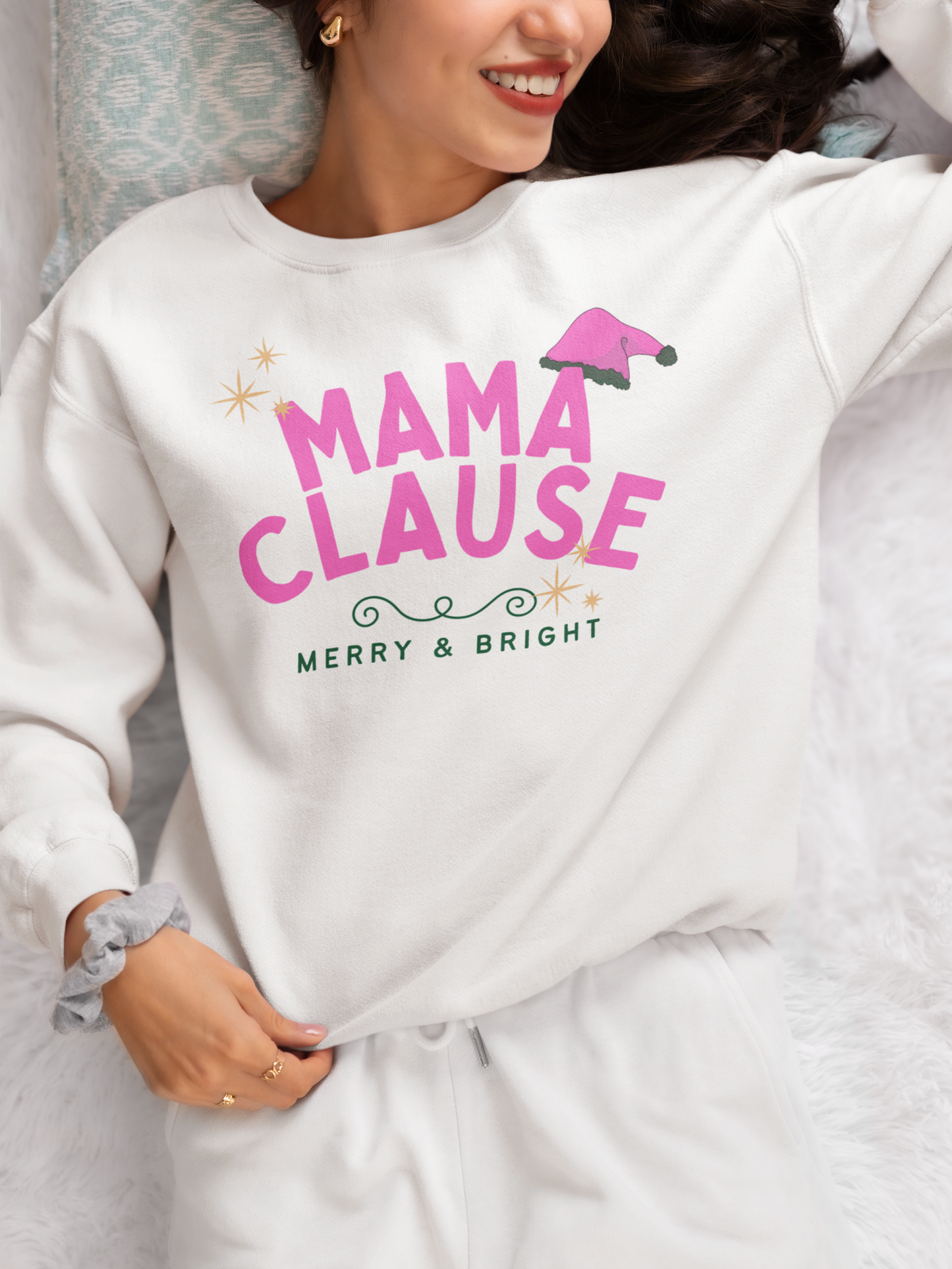 Mama Clause Merry & Bright Unisex Crewneck Sweatshirt