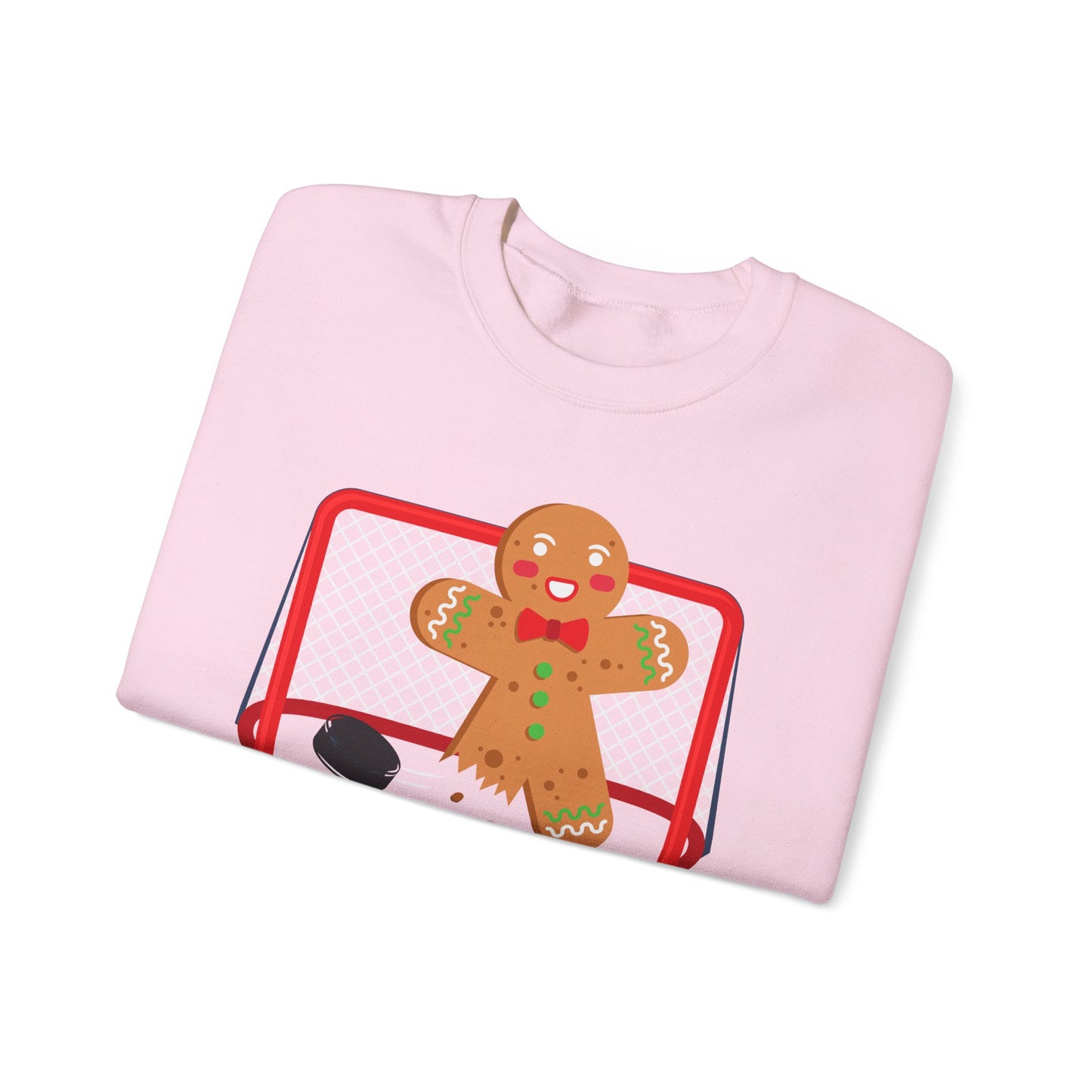 Cute Gingerbread Hockey Crewneck Sweatshirt - Festive Holiday Apparel