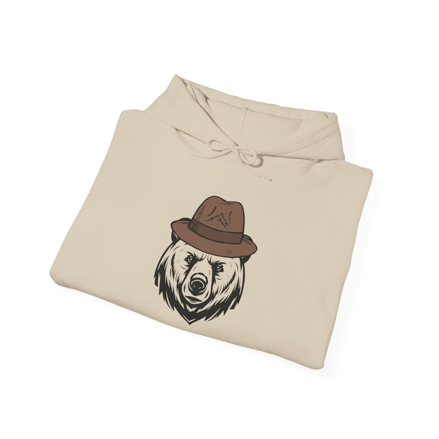 Bear in a Hat Unisex Heavy Blend Hoodie - Cozy, Outdoor-Inspired Sweatshirt