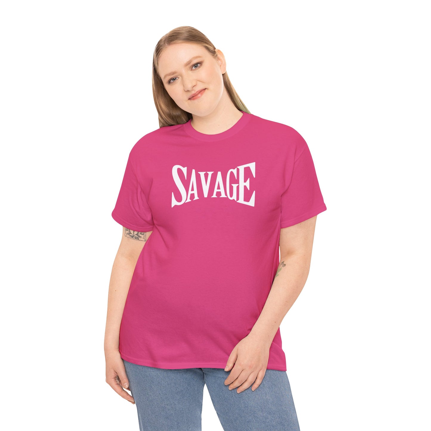 Savage Unisex Heavy Cotton Tee - Bold Graphic Tee for Statement Style