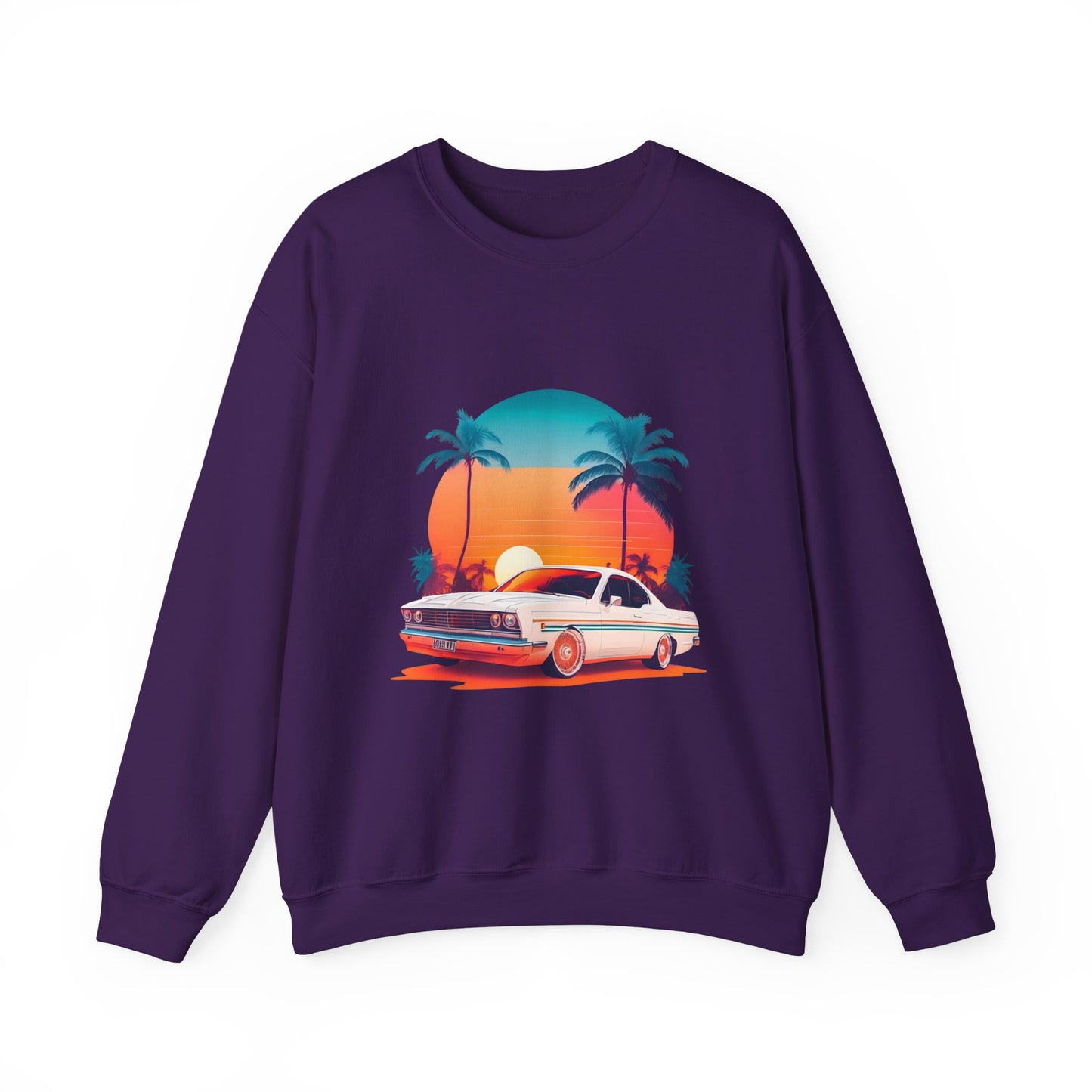 Retro Sunset Car Unisex Crewneck Sweatshirt