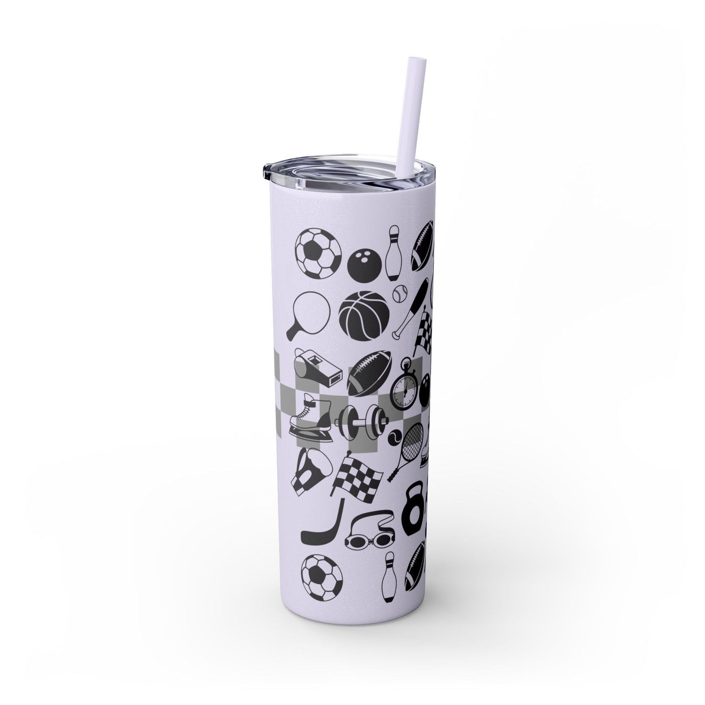 Sports-Themed Skinny Tumbler with Straw - 20oz - Perfect for Athletes and Active Lifestyles