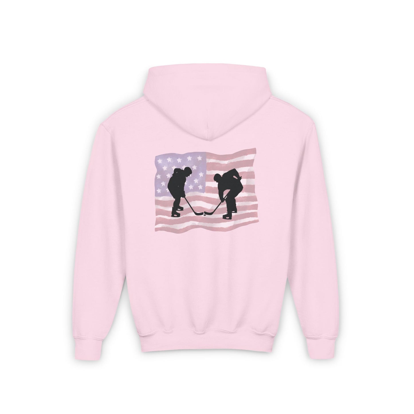 Hockey Patriotic Youth Hoodie with American Flag Design