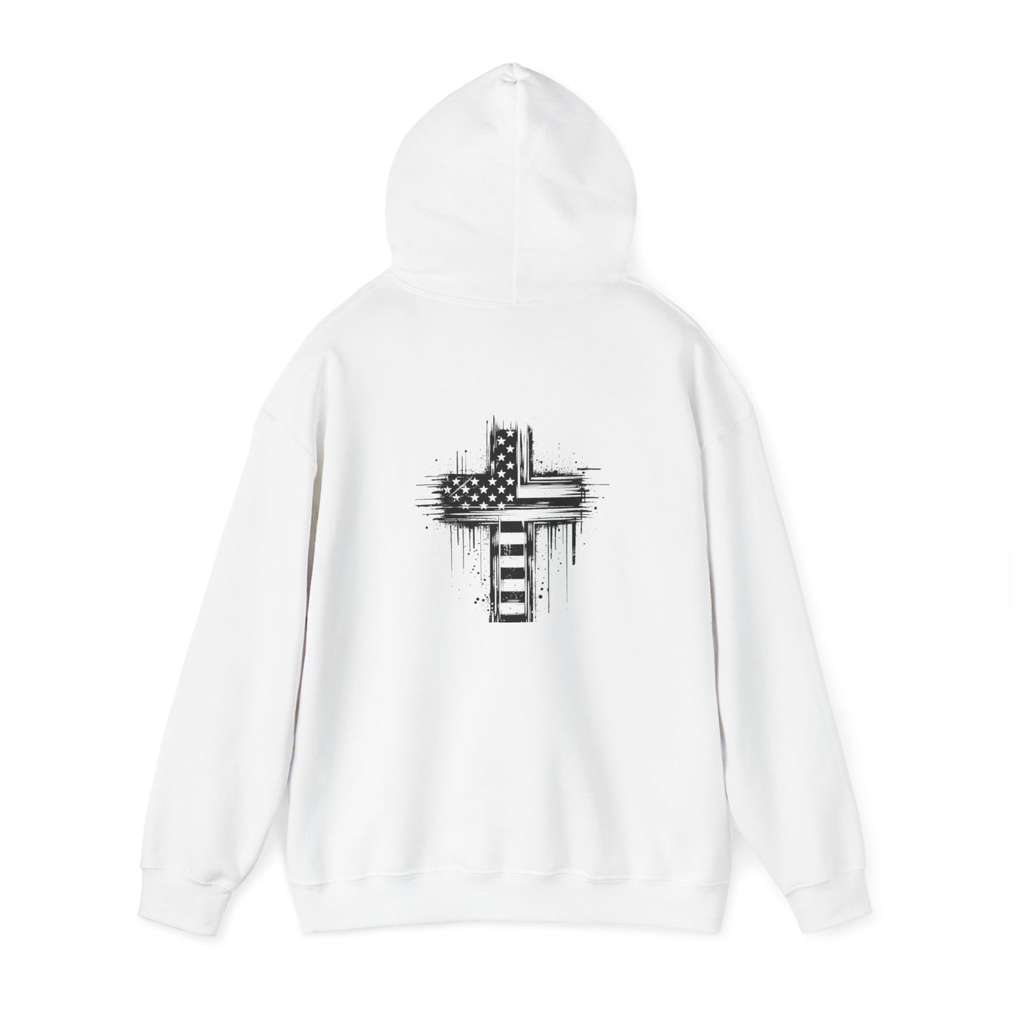 Faith-Inspired Unisex Hooded Sweatshirt with American Flag Design