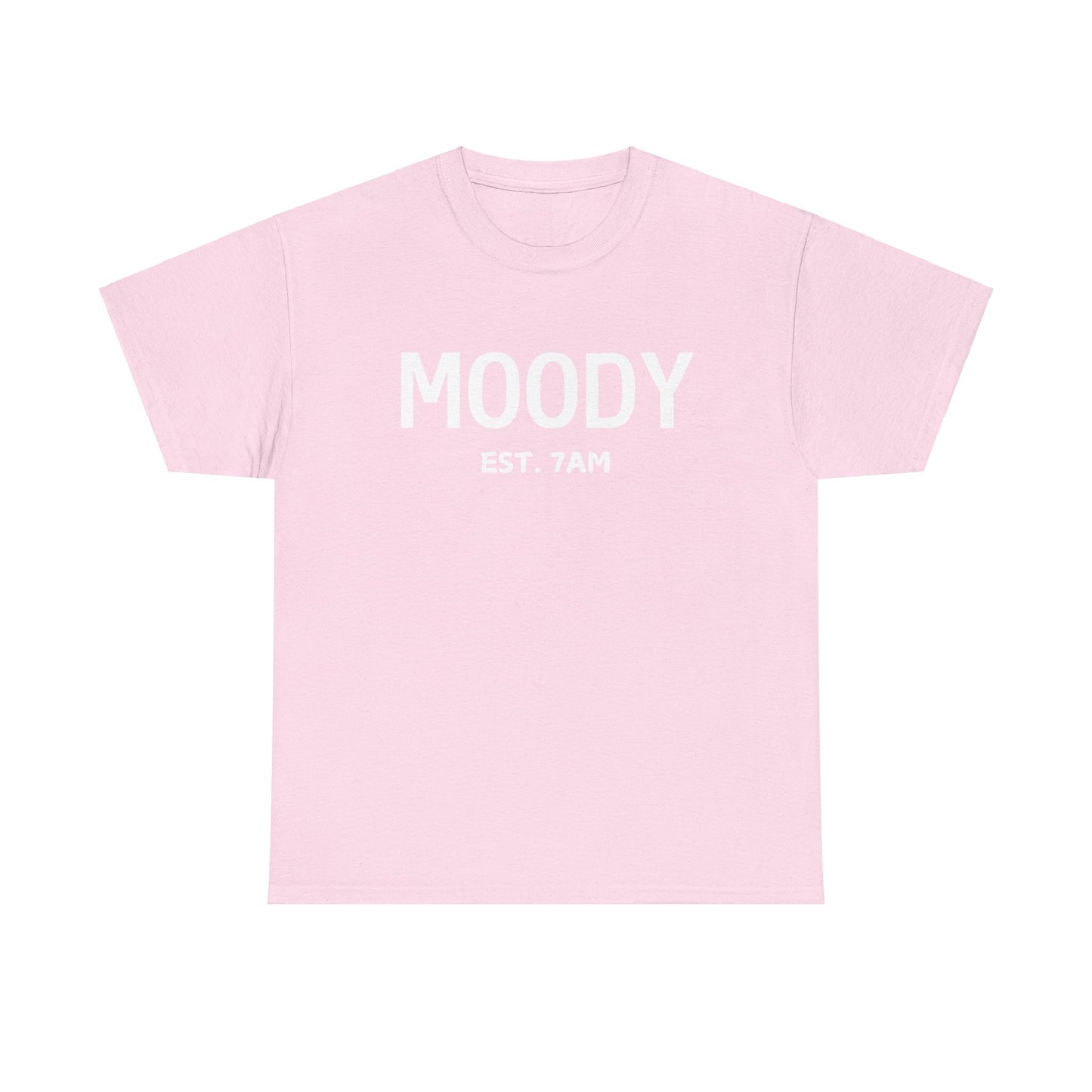 Moody Unisex Heavy Cotton Tee | Casual Wear for Mood Days, Perfect Gift for Friends, Self-Care, Everyday Comfort, Est. 7AM