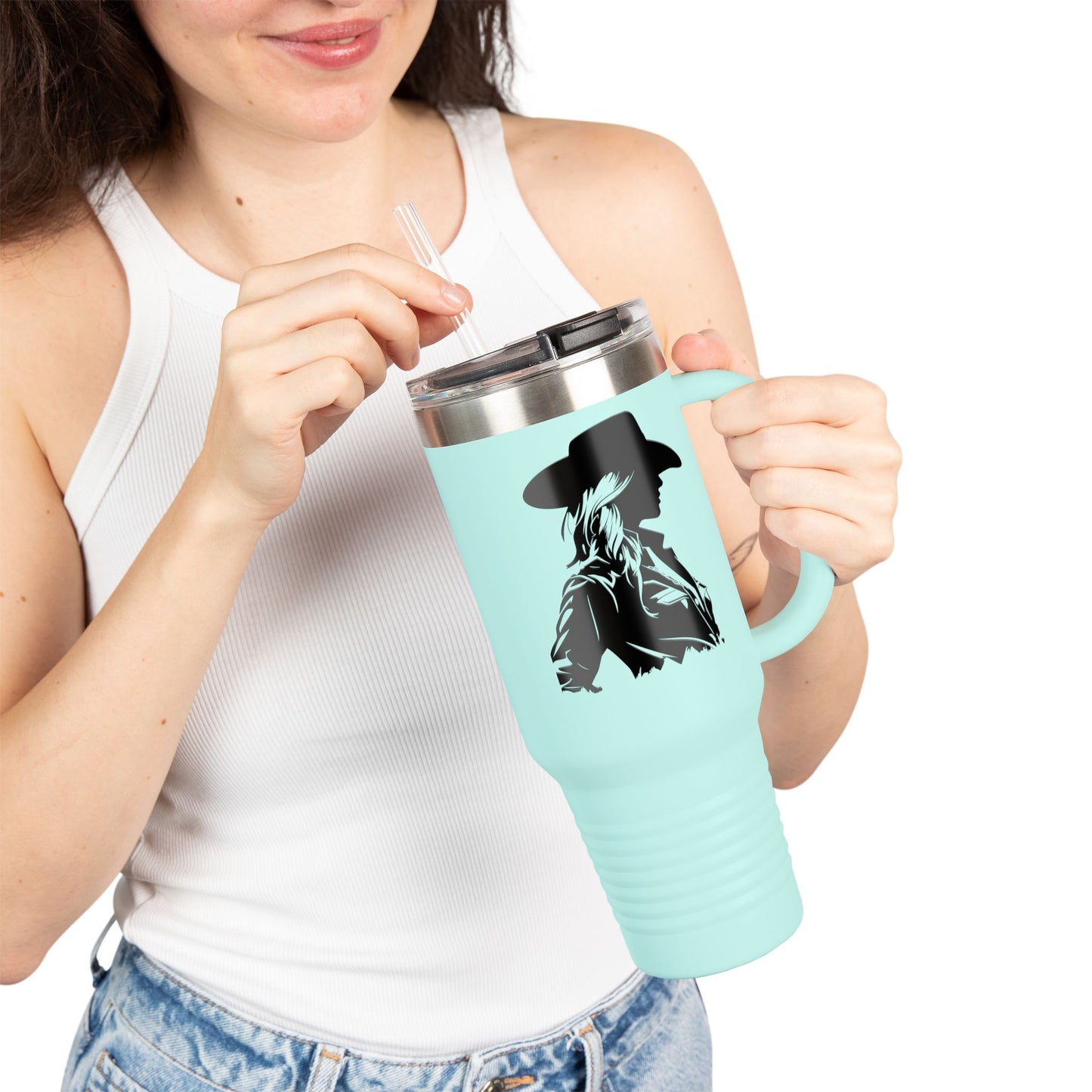 Cowgirl Silhouette Insulated Travel Mug - 40oz - Perfect for Adventurers