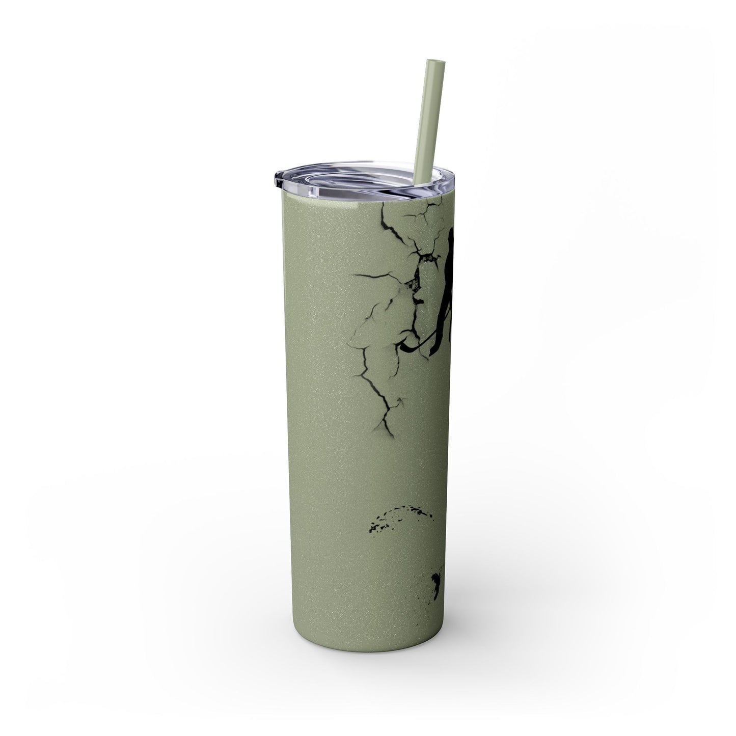 Crackled Hockey Action Skinny Tumbler with Straw - 20oz