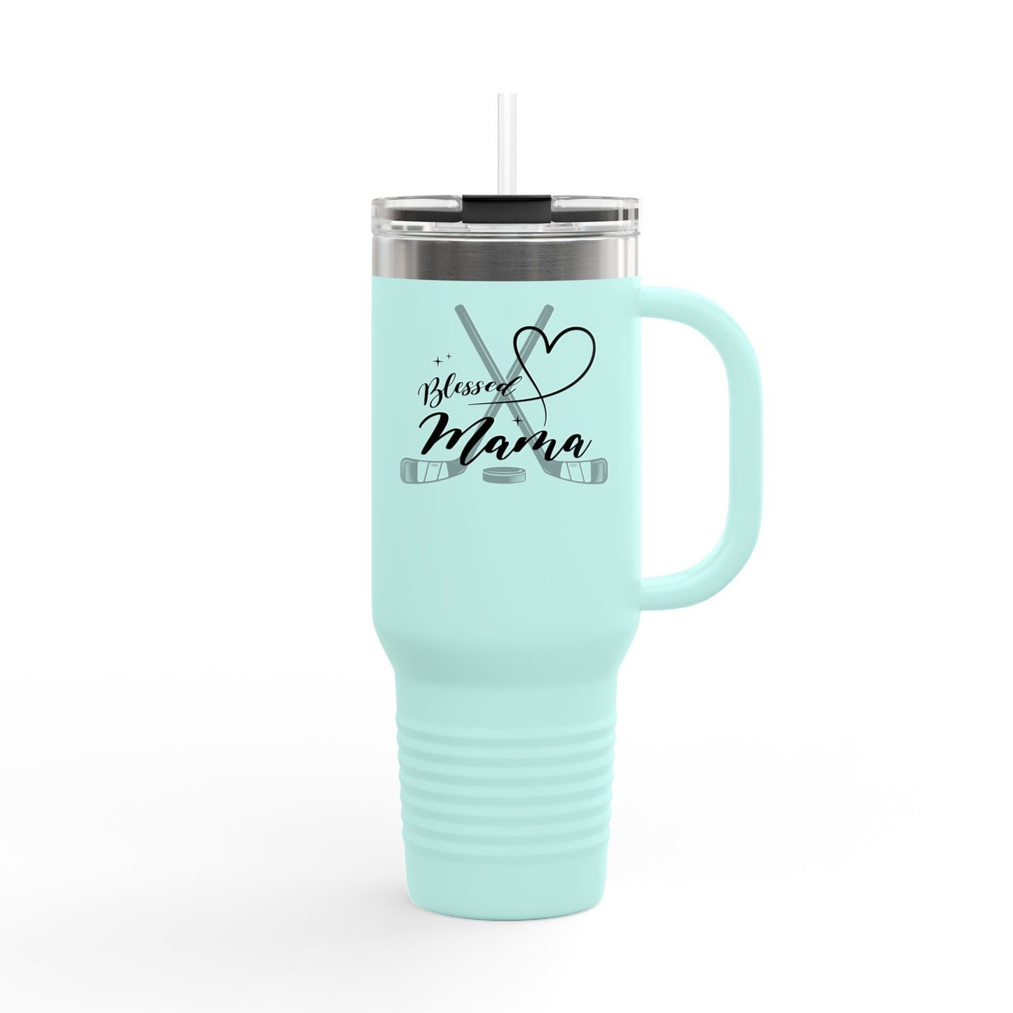 Hockey Blessed Mama Insulated Travel Mug - Perfect for Hockey Moms | 40oz White