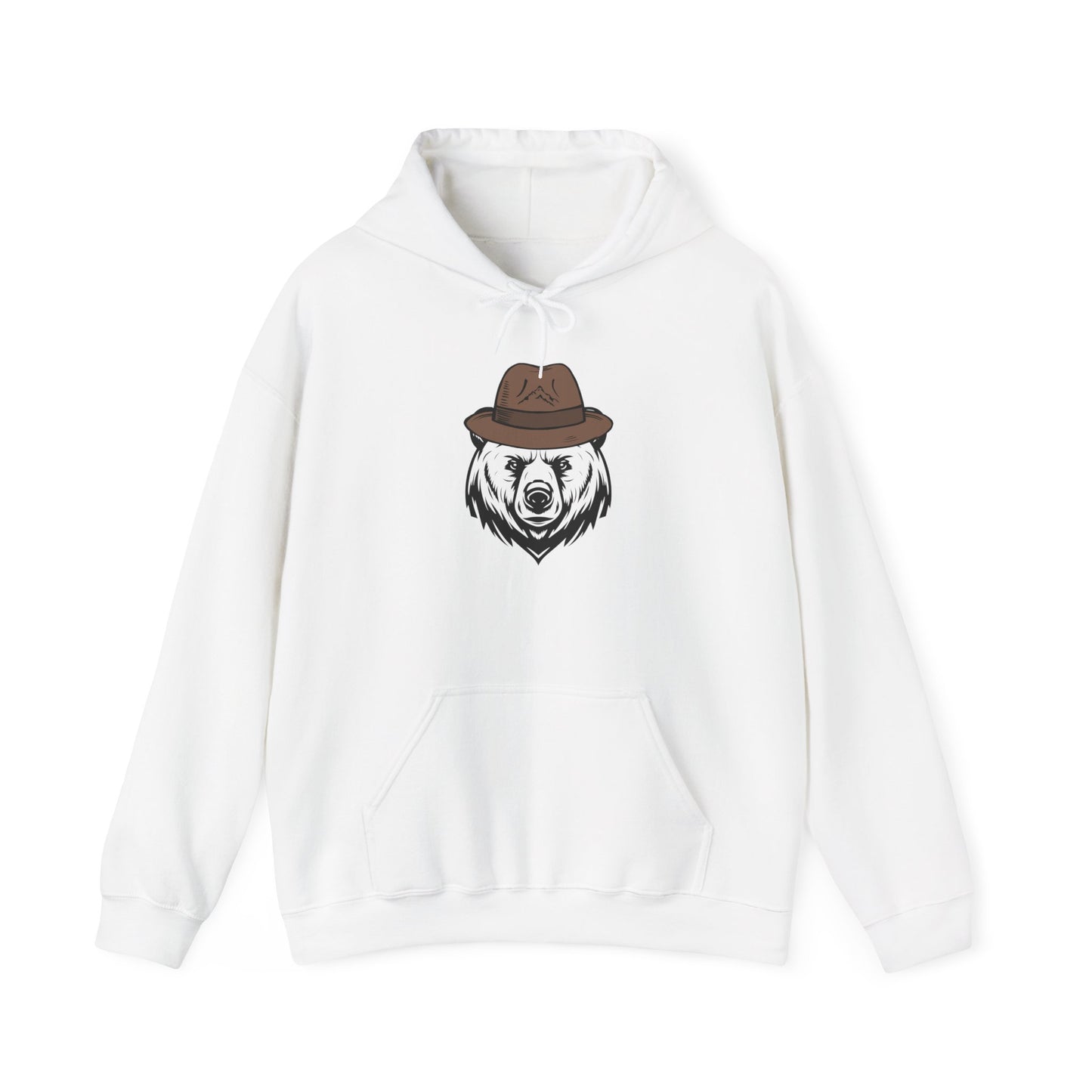 Bear in a Hat Unisex Heavy Blend Hoodie - Cozy, Outdoor-Inspired Sweatshirt