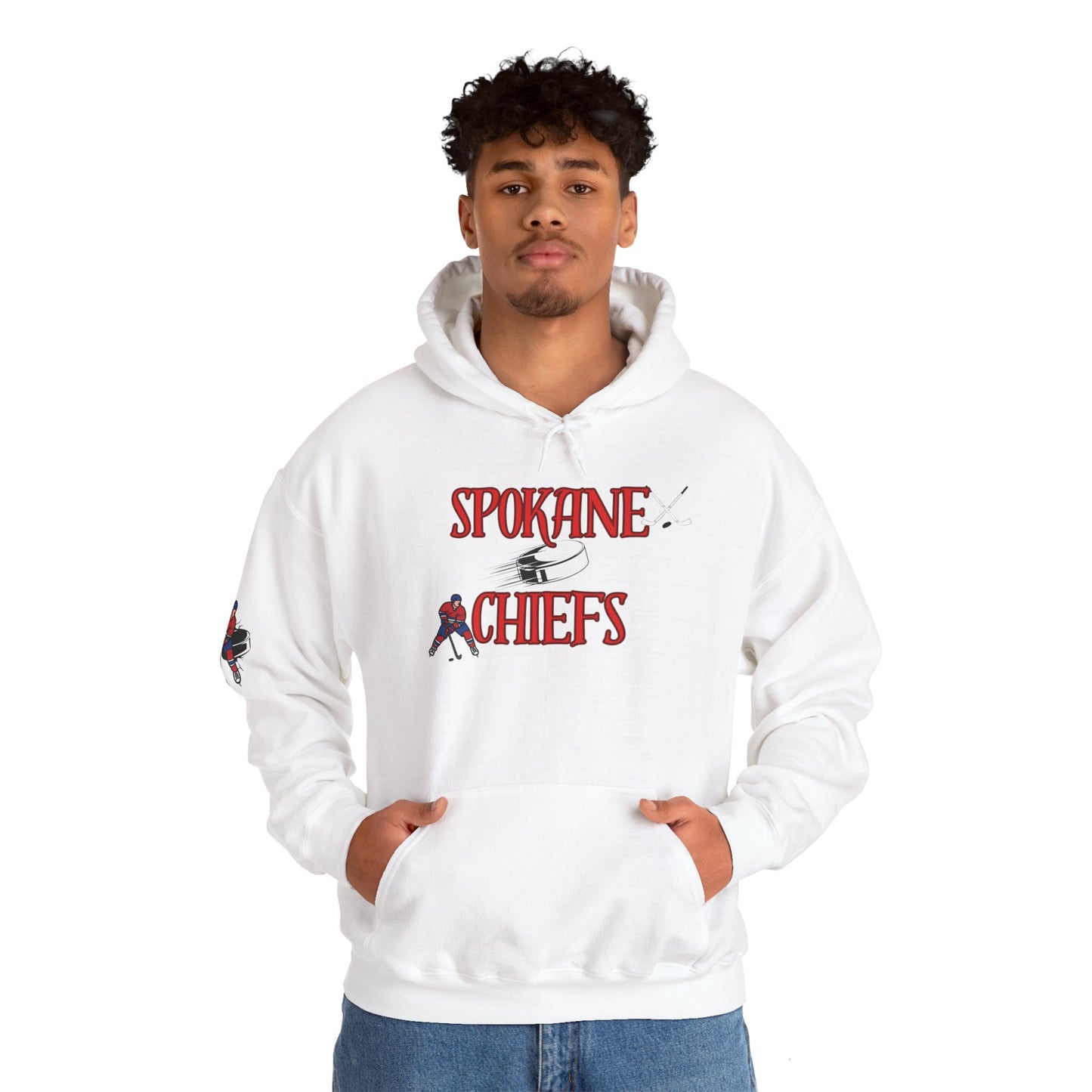 Spokane Chiefs  Red Hockey Sweatshirt | Unisex Heavy Blend™ Hooded Sweatshirt for Fans " Got Chirps?"