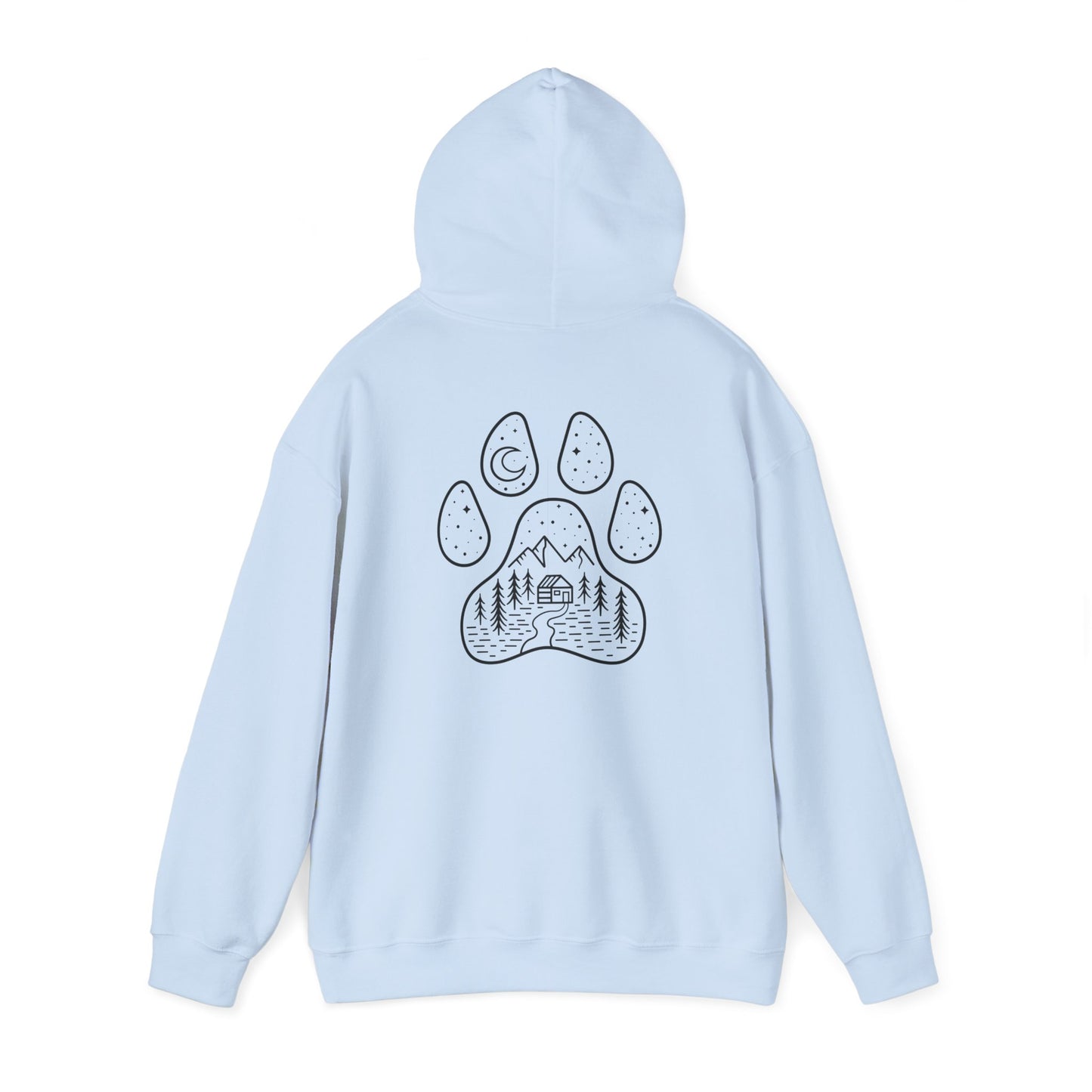 Cozy Campfire Vibes Hooded Sweatshirt with Paw Print Design