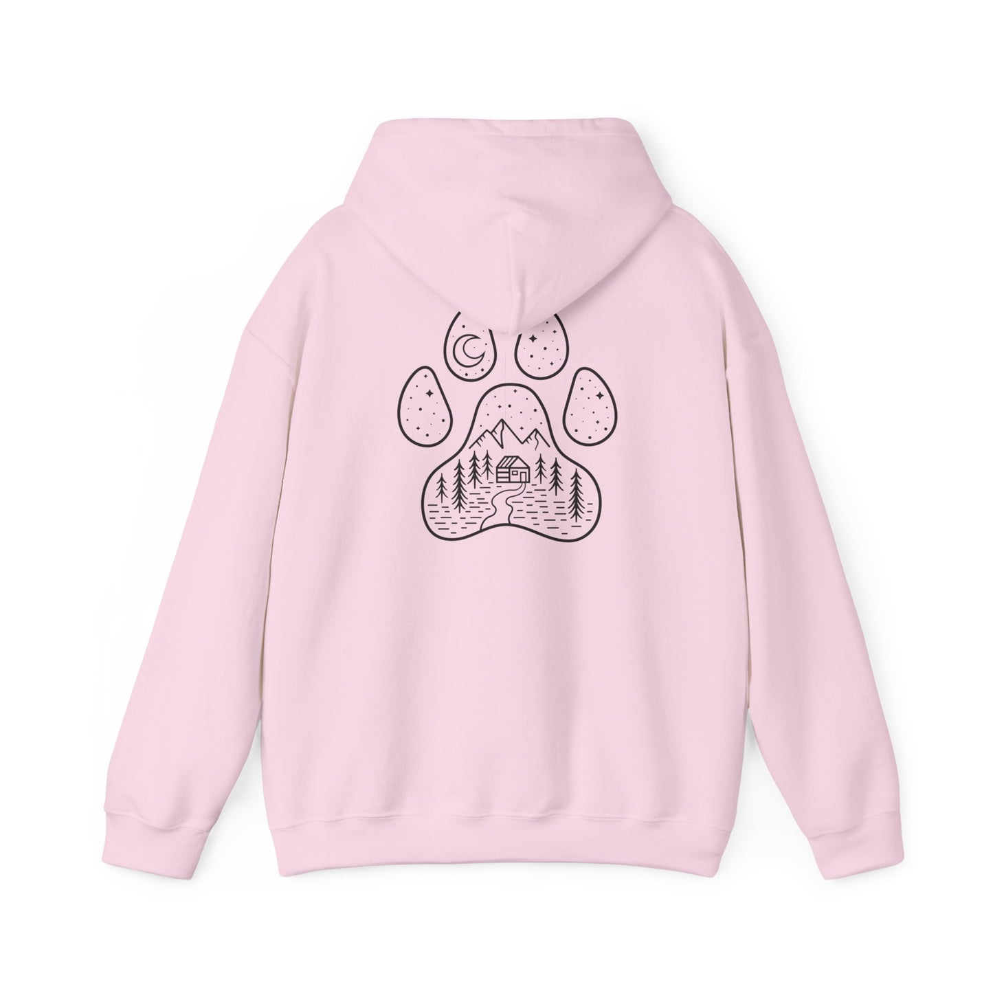 Cozy Campfire Vibes Hooded Sweatshirt with Paw Print Design