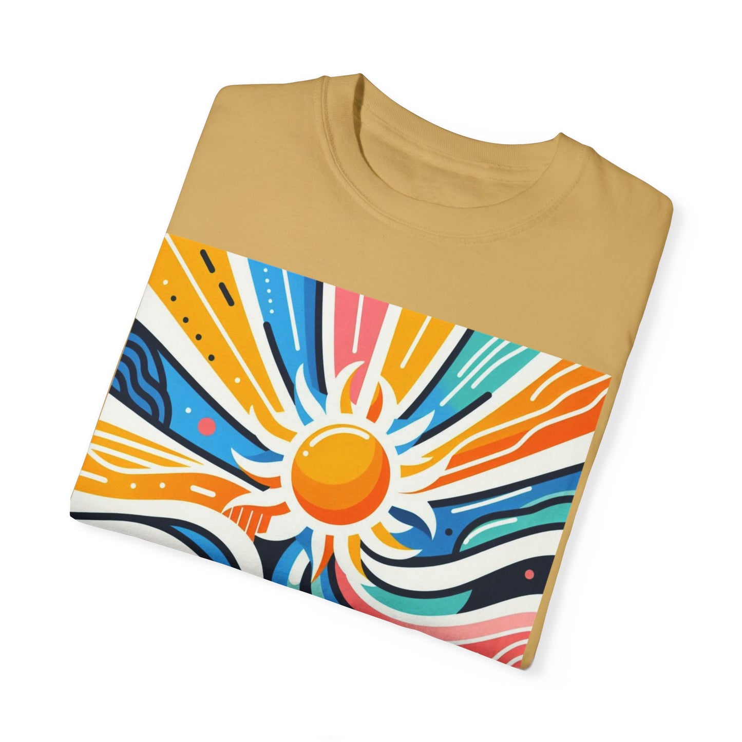 Sunrise Vibes Unisex Garment-Dyed T-Shirt - Colorful Abstract Design