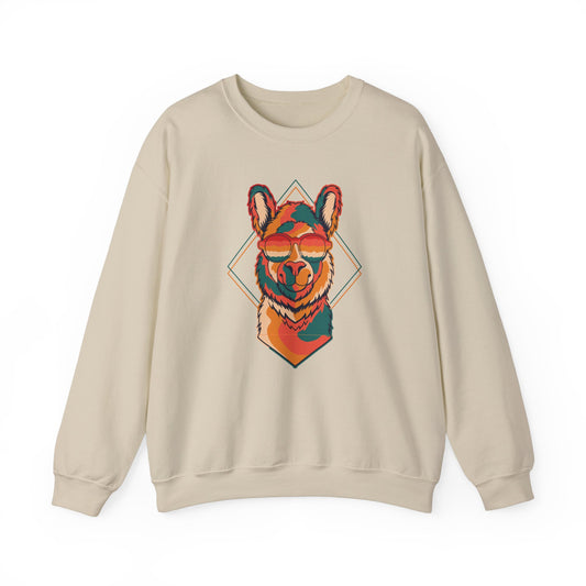 Chic Llama Graphic Crewneck Sweatshirt for Animal Lovers