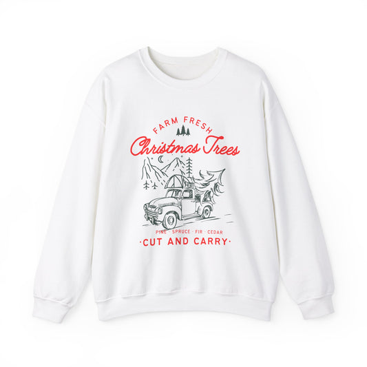 Farm Fresh Christmas Trees Sweatshirt - Cozy Unisex Crewneck for Holiday Cheer