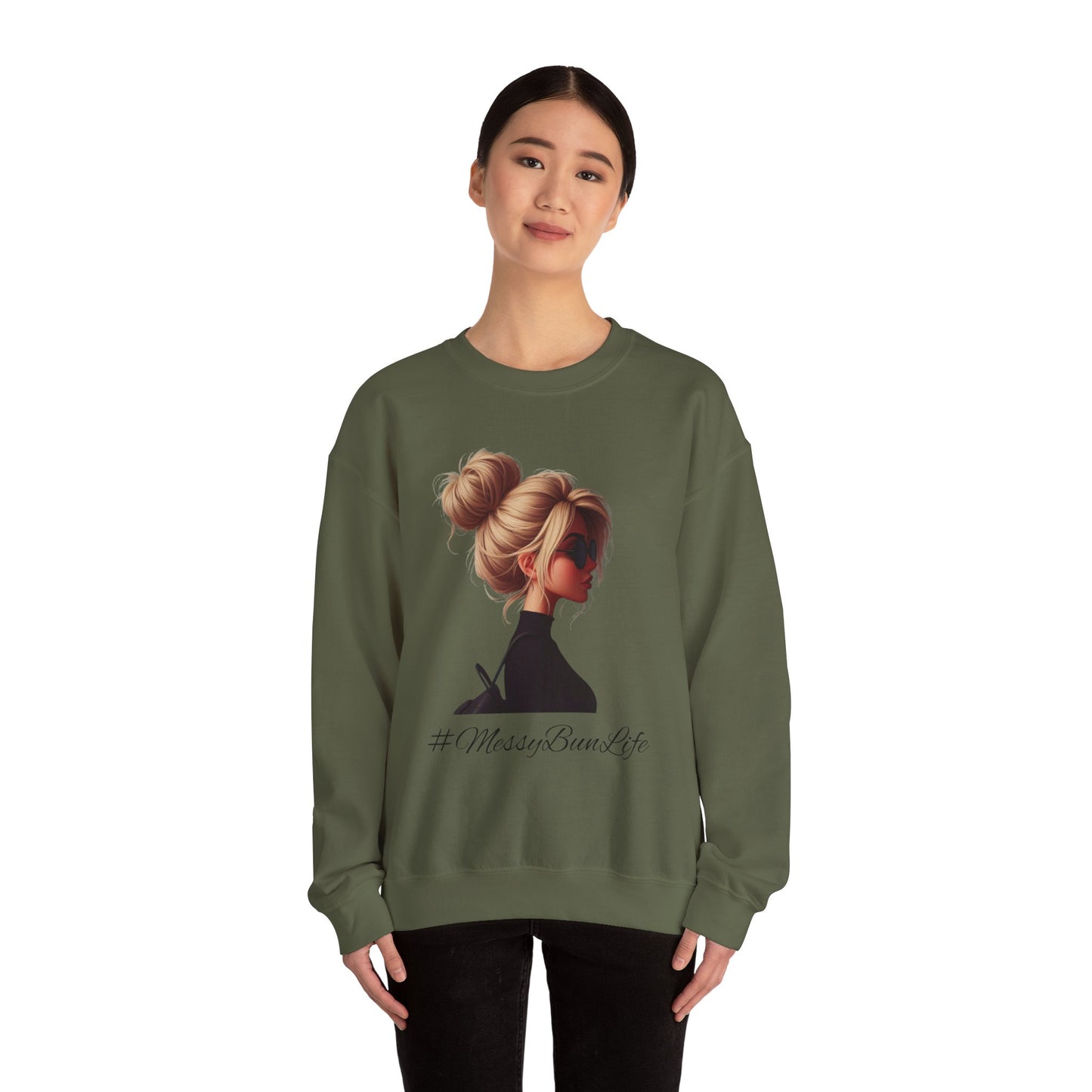 #MessyBunsLife Blonde Unisex Heavy Blend™ Crewneck Sweatshirt - Stylish & Comfortable Casual Wear