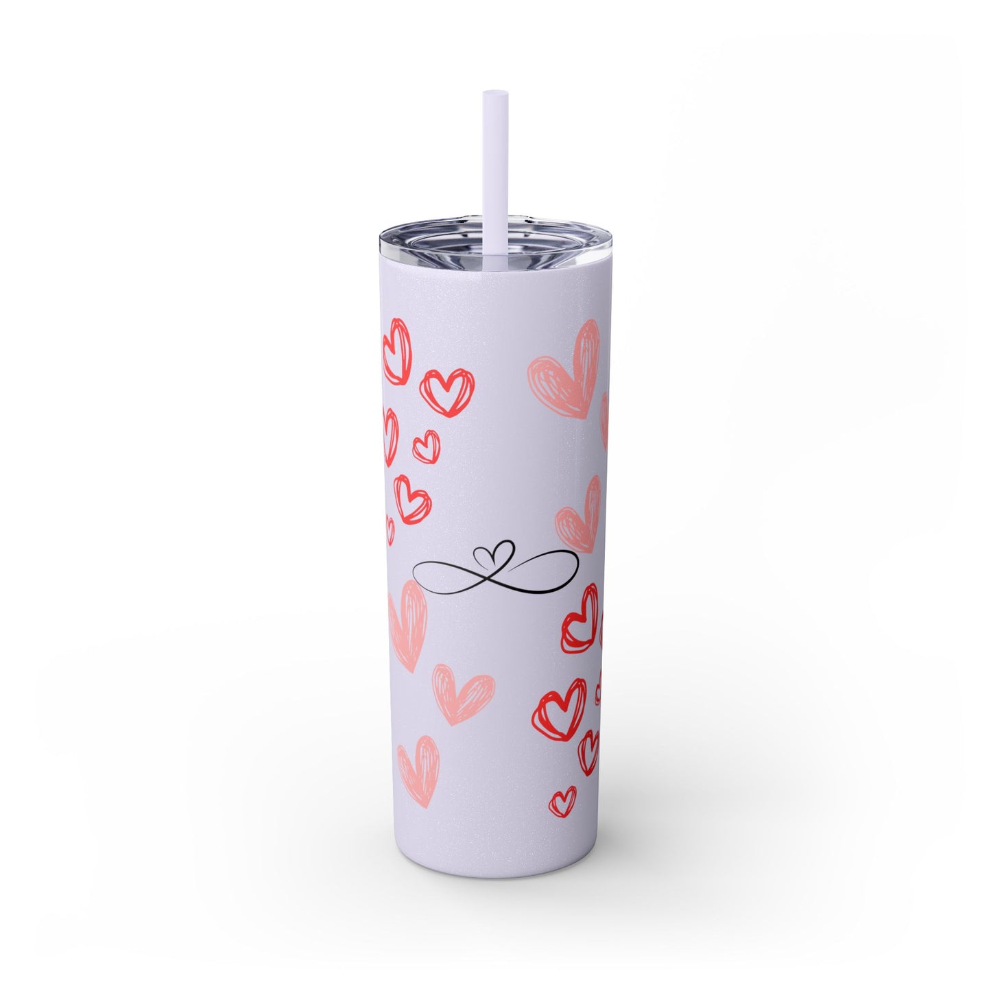 Heartfelt Love Skinny Tumbler with Straw - 20oz - Perfect Gift for Couples & Valentine's Day