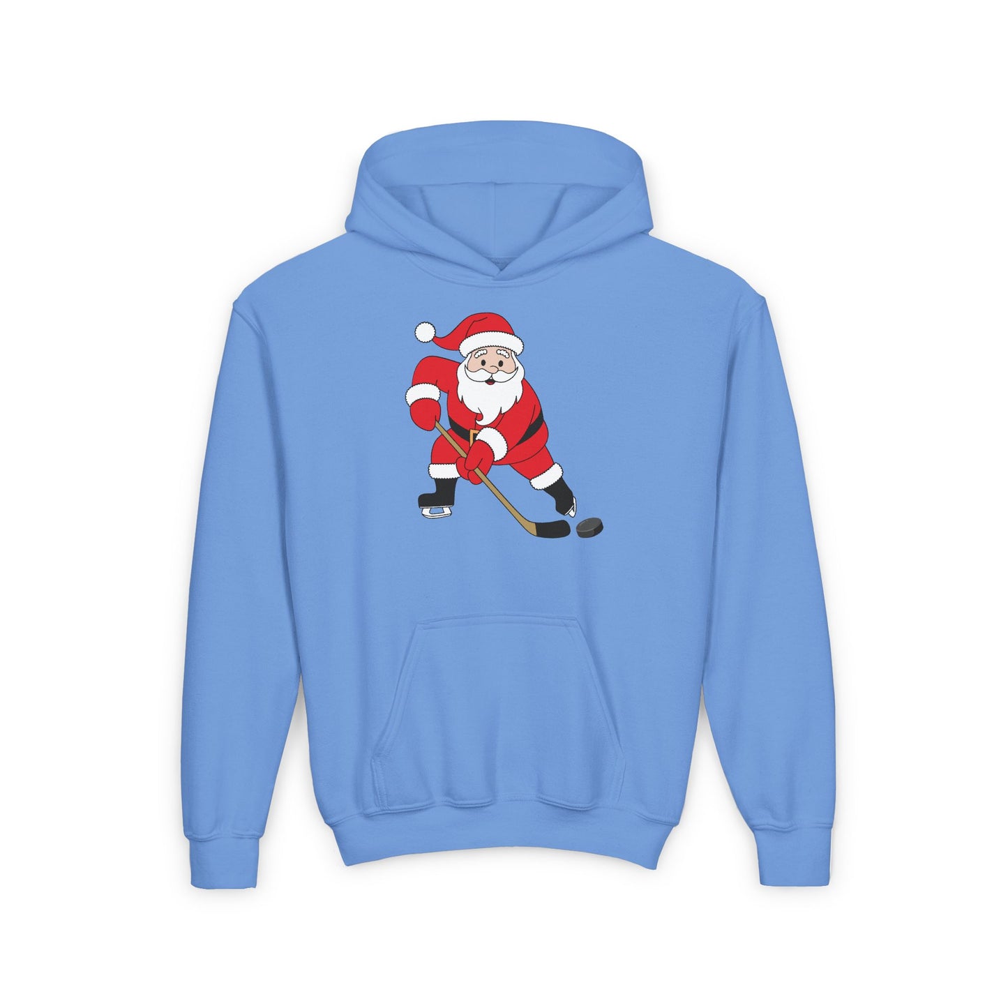 Santa Hockey Youth Hooded Sweatshirt - Perfect for Christmas and Winter Fun