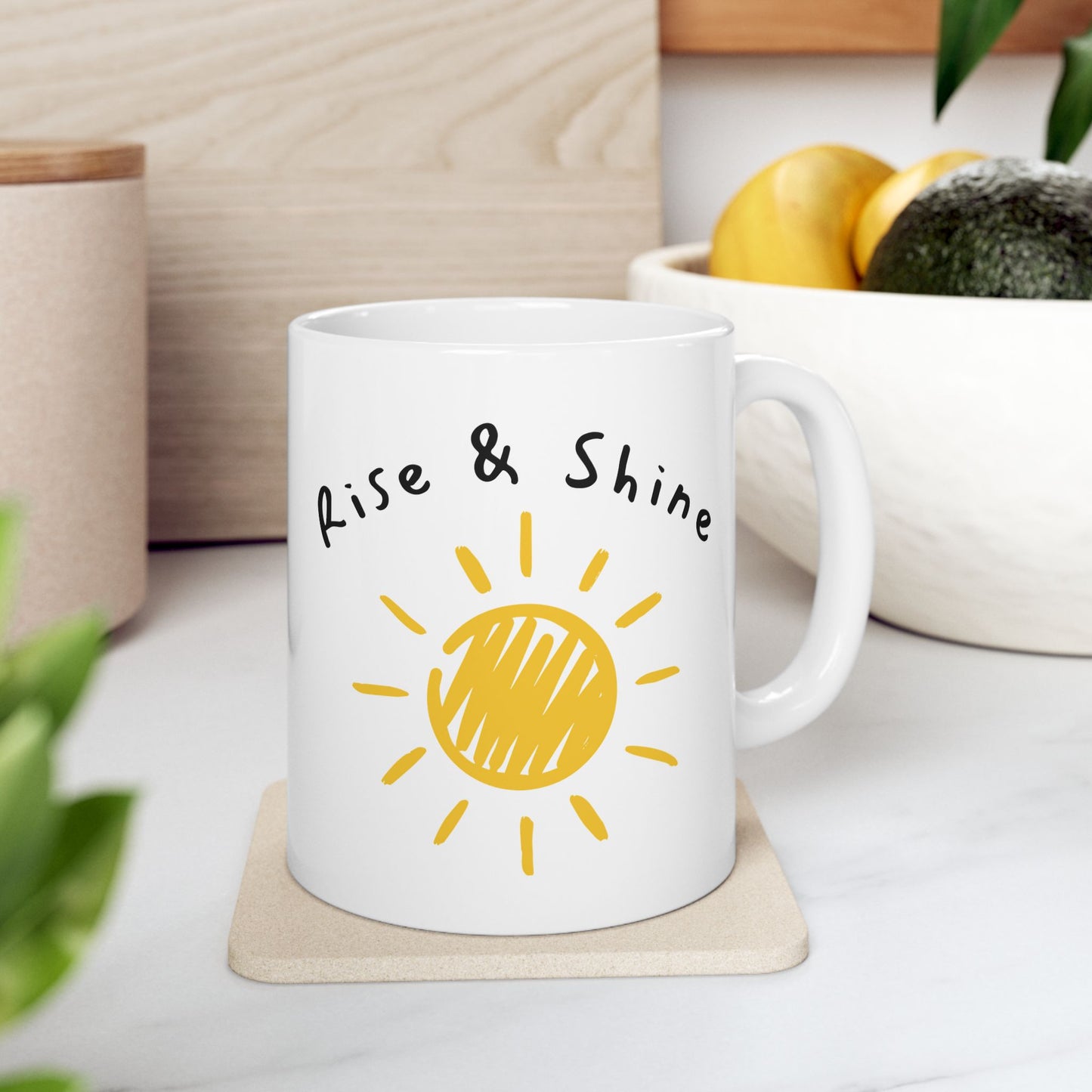 Sunshine Ceramic Mug – "Rise & Shine" – Perfect for Morning Motivation