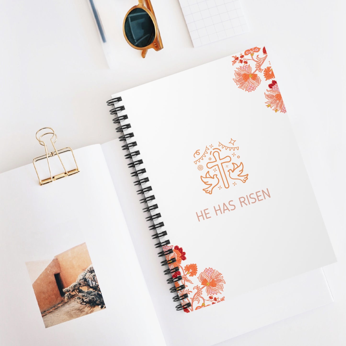 Inspirational Spiral Notebook - He Has Risen Design